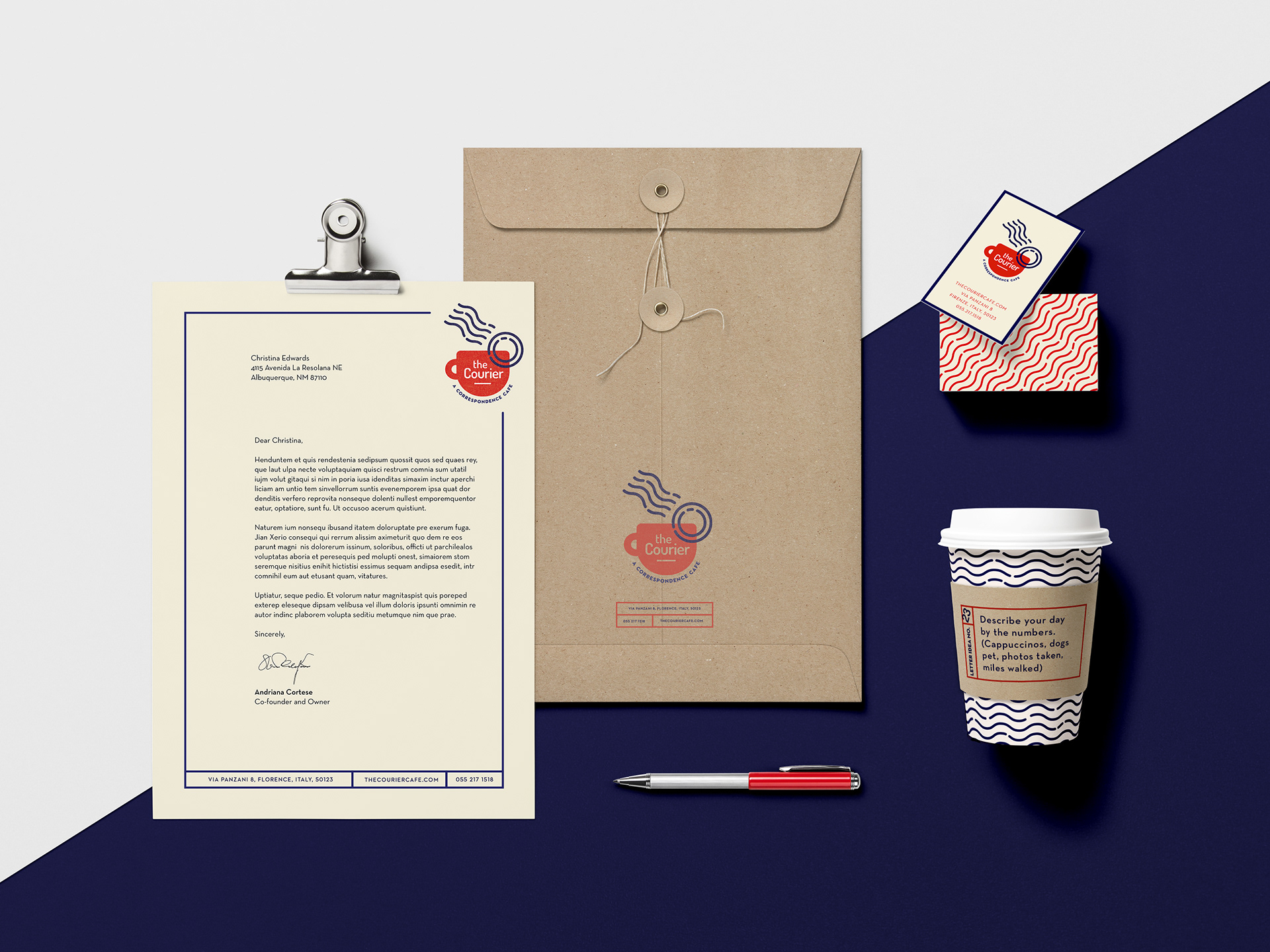 Letter-writing cafe speculative branding project.