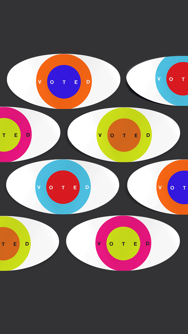 'I voted" sticker set, part of a larger series studying the nature of voting in the 2020 election.