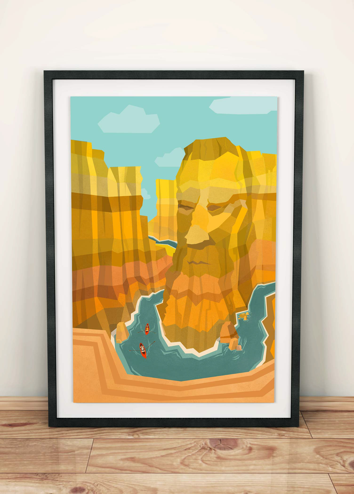 Portrait Illustration of John Wesley Powell, a prominent figure in the development of the National Parks system, advocate for native sovereignty, and first white man to raft down the Grand Canyon.