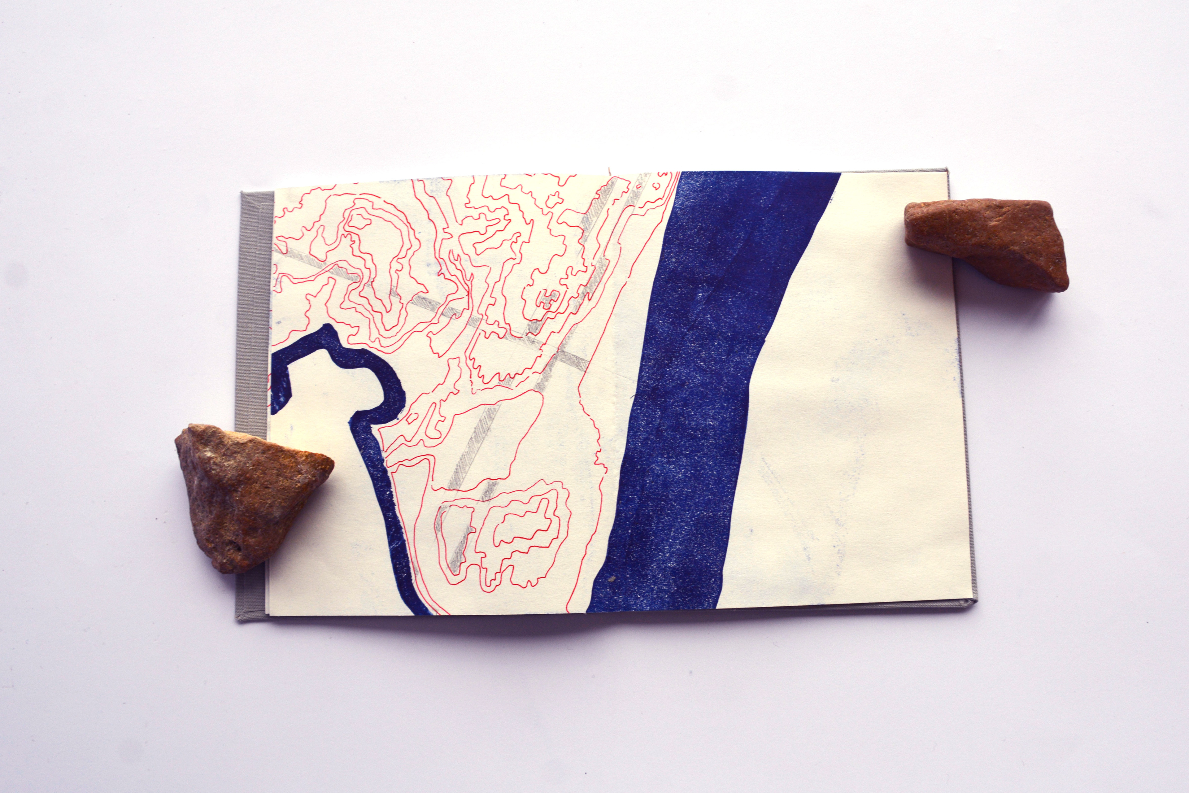 Mono print study of St. Louis topography