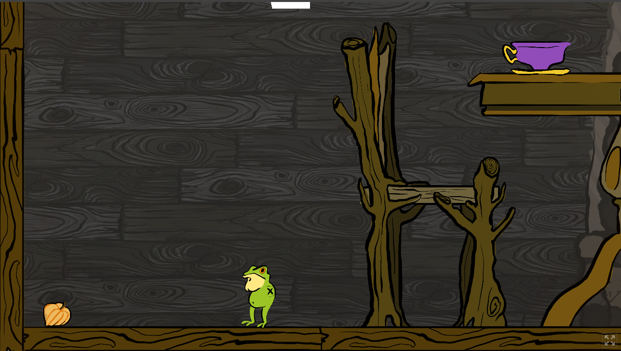 You explore the witches home, as an armless frog.