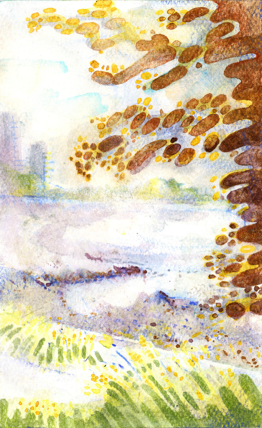 one of two paintings of English Bay, Vancouver. Watercolour en plein air
