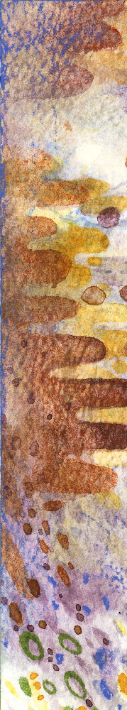 a closeup showing the colours being brought together, in the right watercolour painting en plein air at English Bay, July 2026.