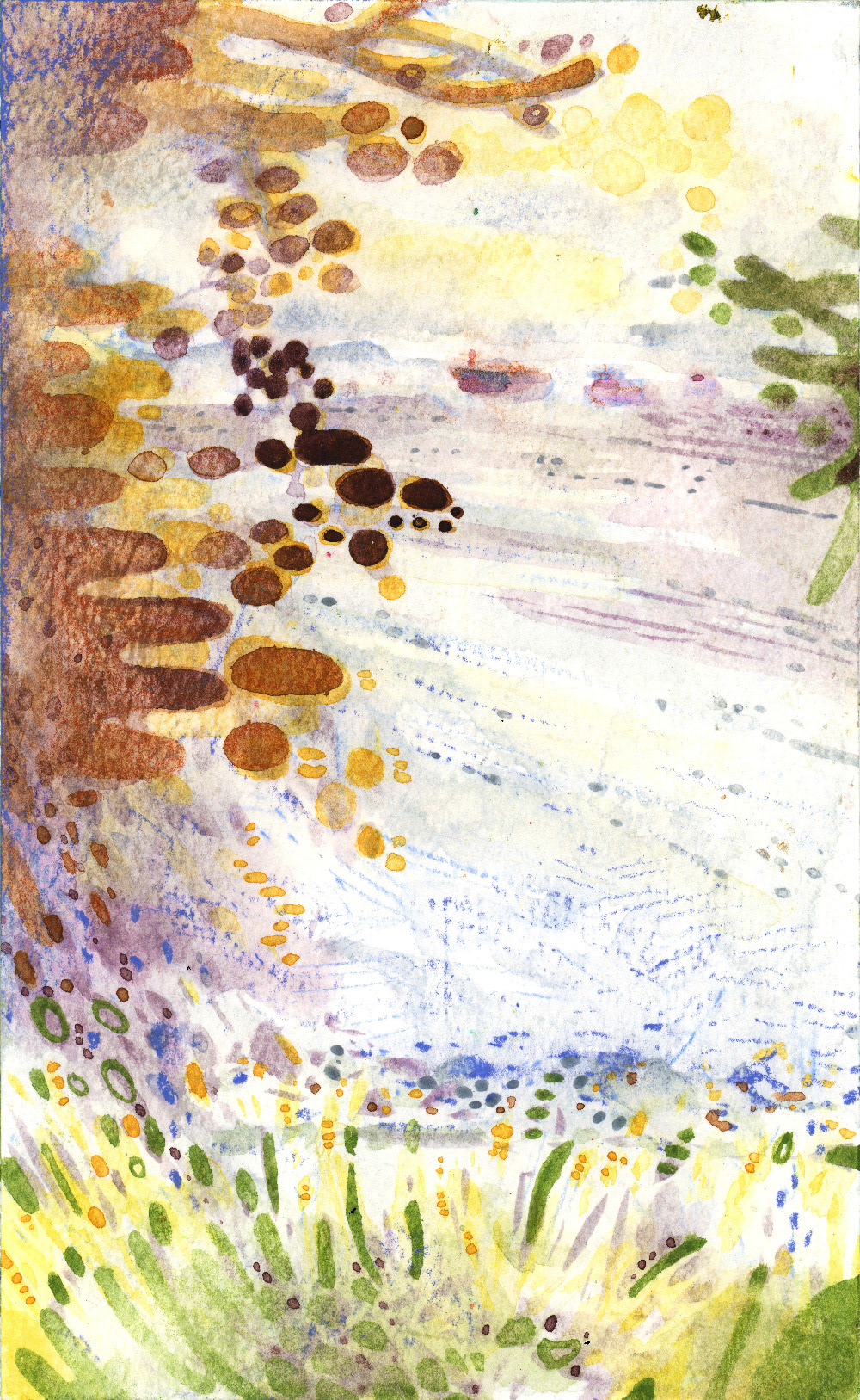 one of two paintings of English Bay, Vancouver. Watercolour en plein air