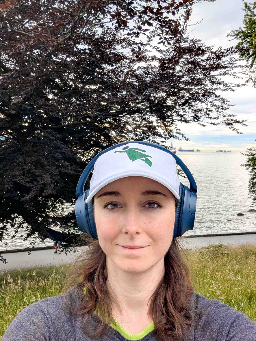 me at english bay, with essentials: hat + headphones