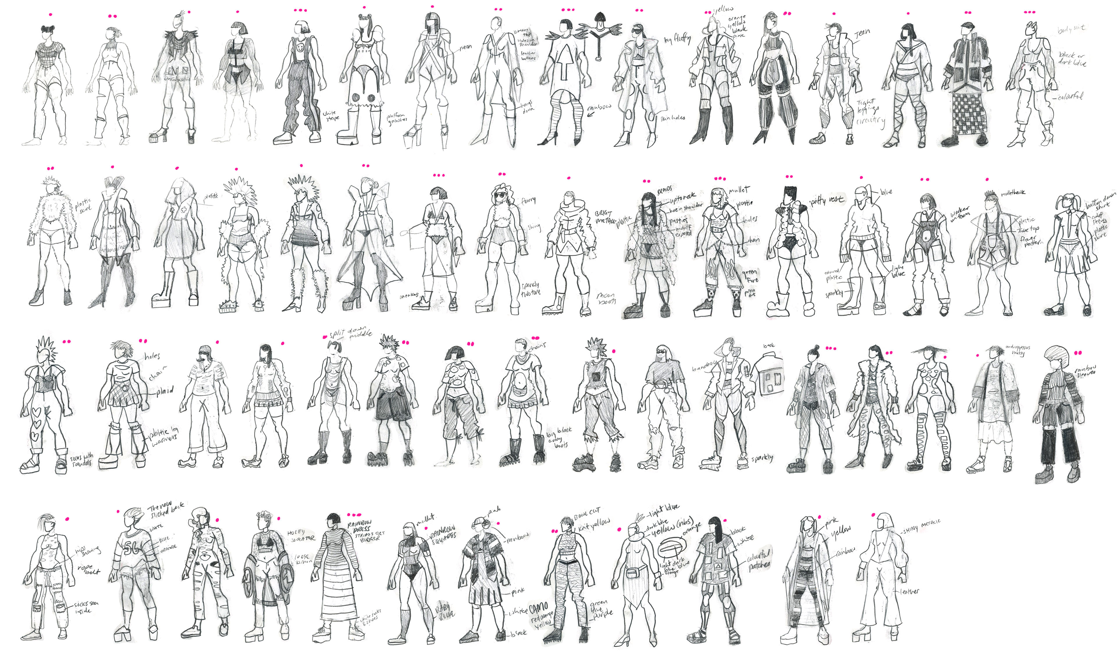 "female" figure ideation sketches