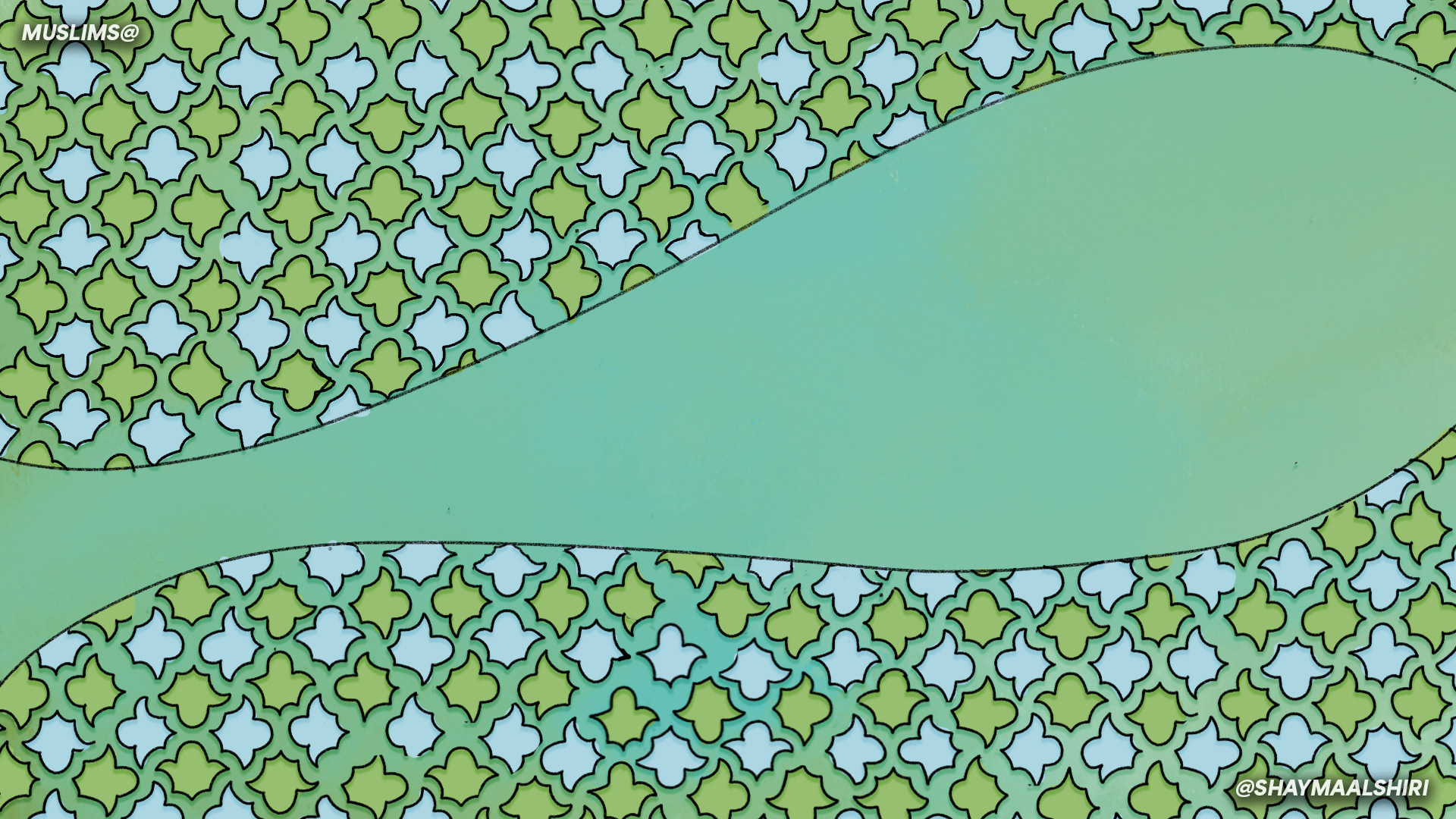 In this zoom background, you’ll see an intricate pattern that is a representation of a famous quote by Prophet Muhammad (PBUH), “Muslims are like one body of a person; if the eye is sore, the whole body aches, and if the headaches, the whole body aches” It is visual of the ummah and how every element makes space for the next.