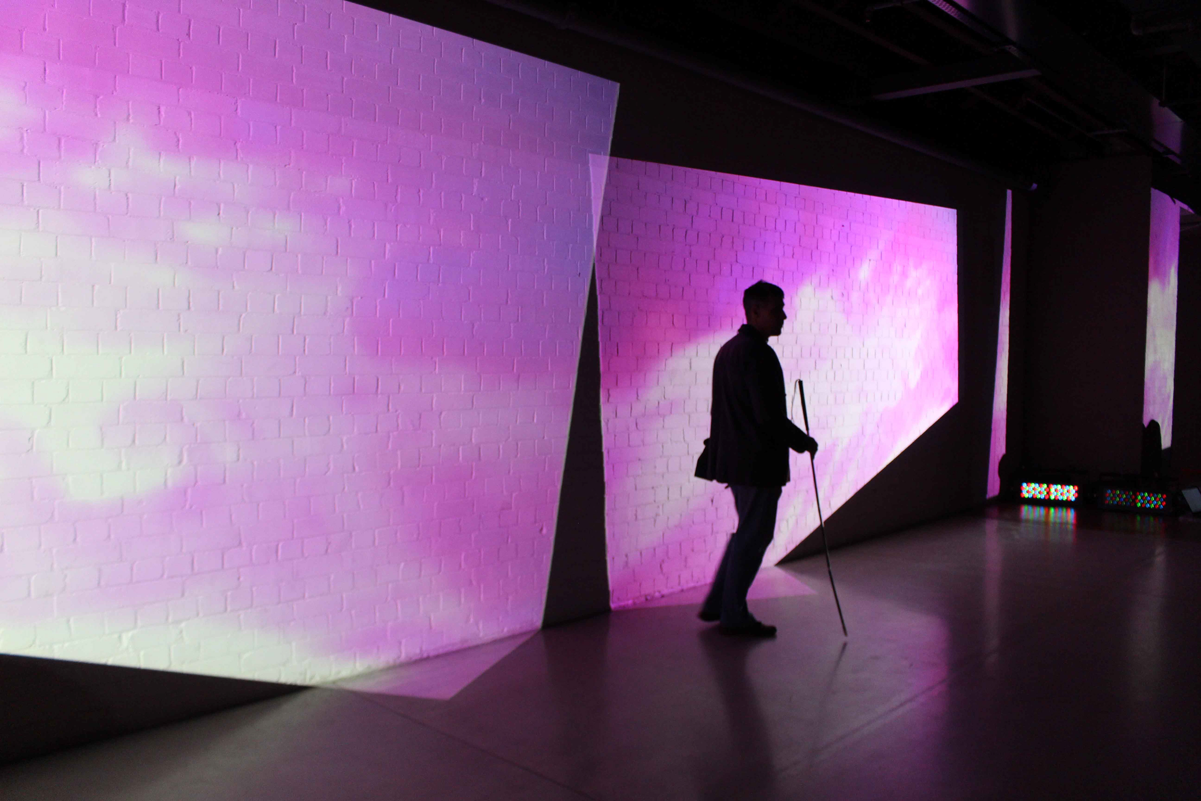 We were challenged by a visually-impaired friend to create a Vivid installation experience for him and others like him, as well as for fully-sighted people. Our inspiration came from the diary notes and sketches of Mawson’s expedition. We used a combination of dramatic lighting effects of high visual contrast and colour, and accompanying soundscape, to create an immersive experience for all. A voice-over reads excerpts from Mawson’s diaries; sound effects evoke the harshness of this beautiful but forbidding landscape.