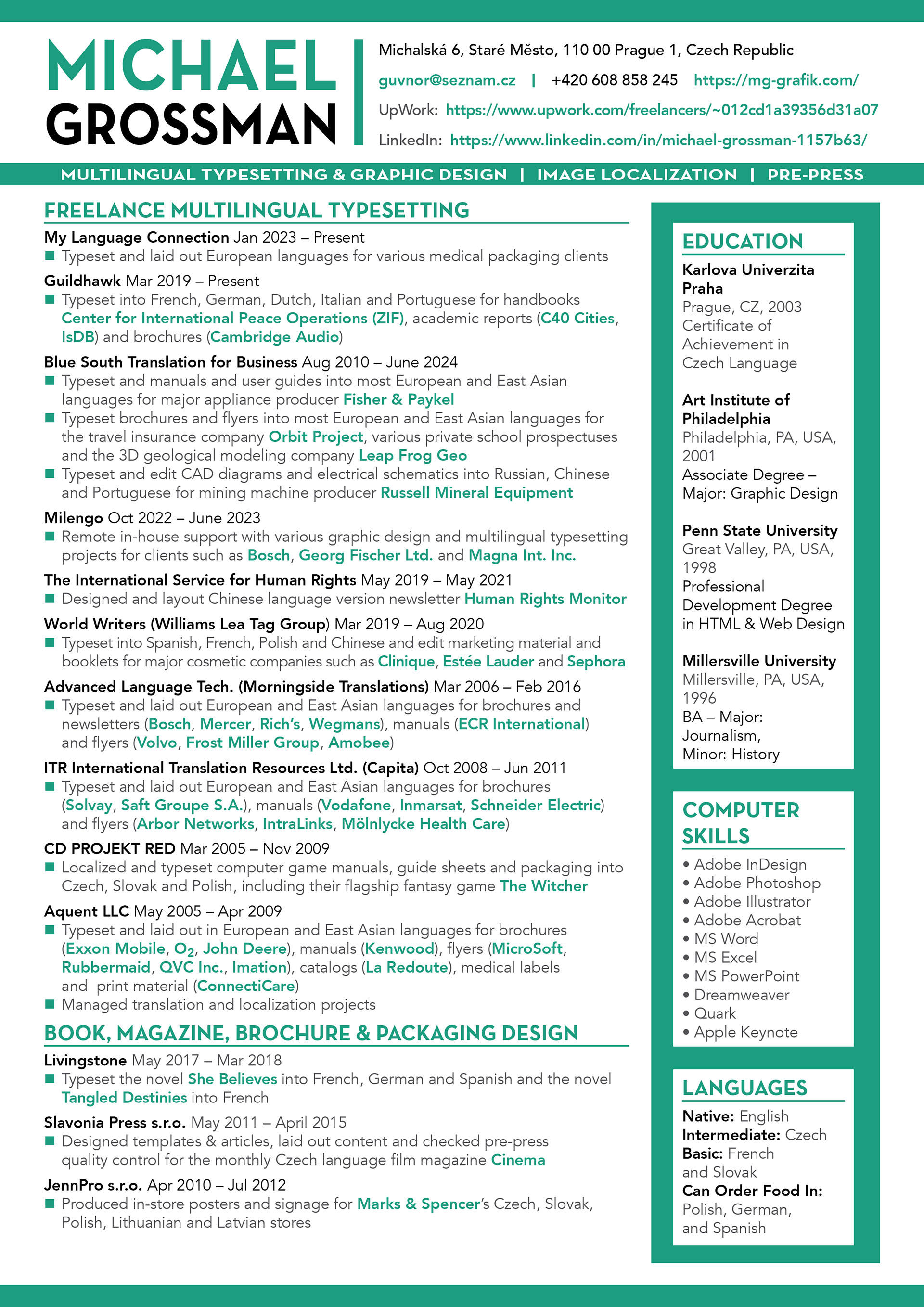 Multilingual DTP & Graphic Design CV