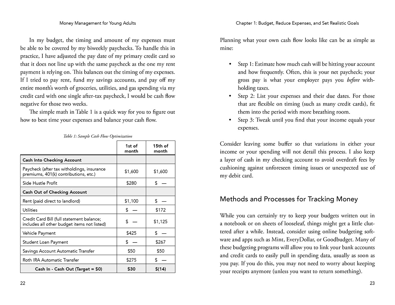 Standard chapter spread with table