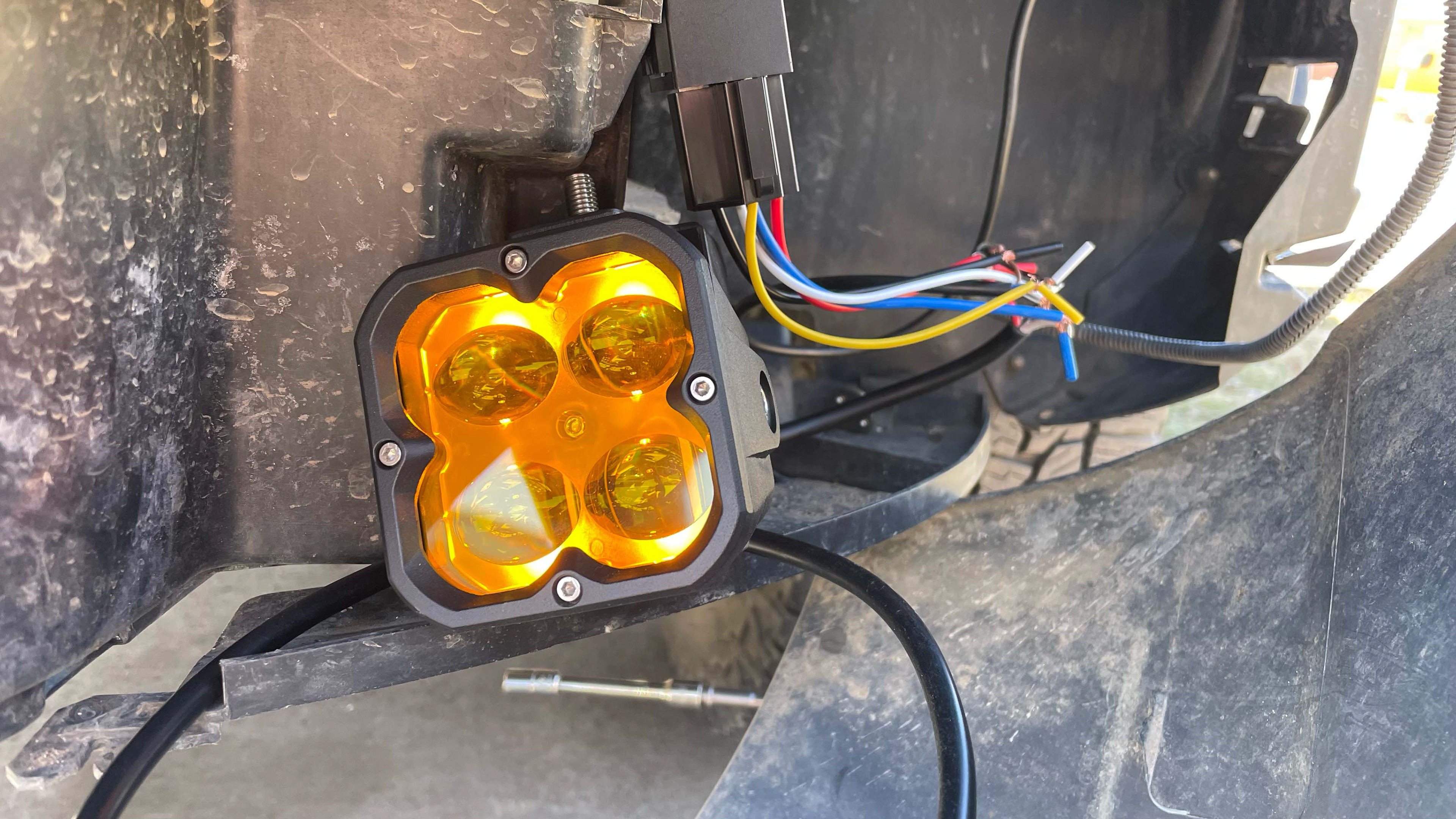 Testing the backlight feature on the car.