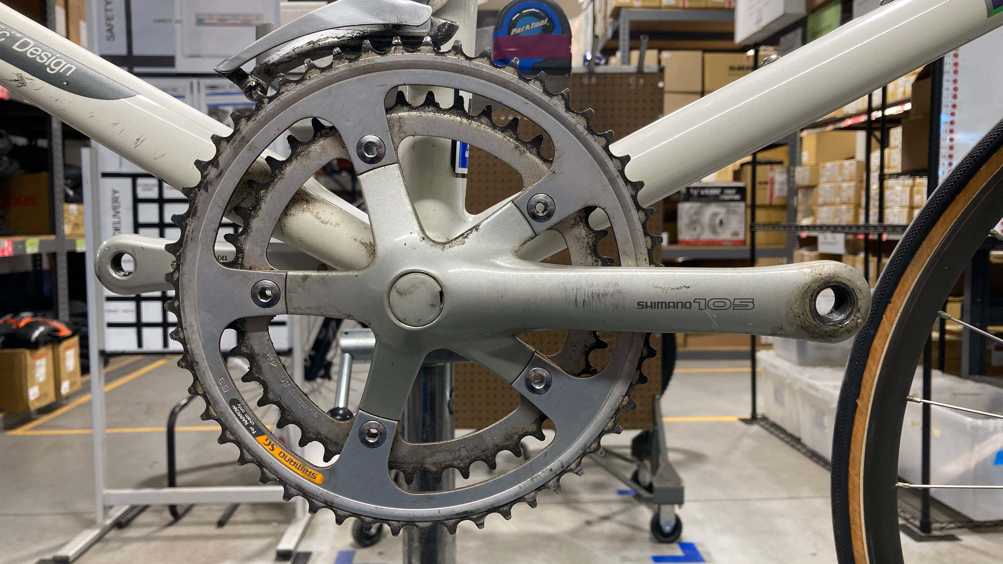 Front chainrings prior to cleaning