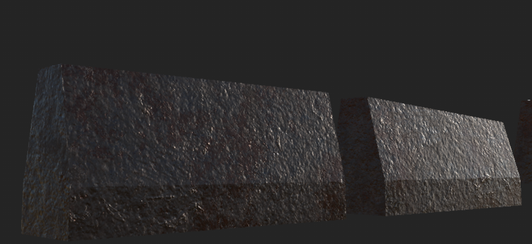 Partially rusted stone barriers