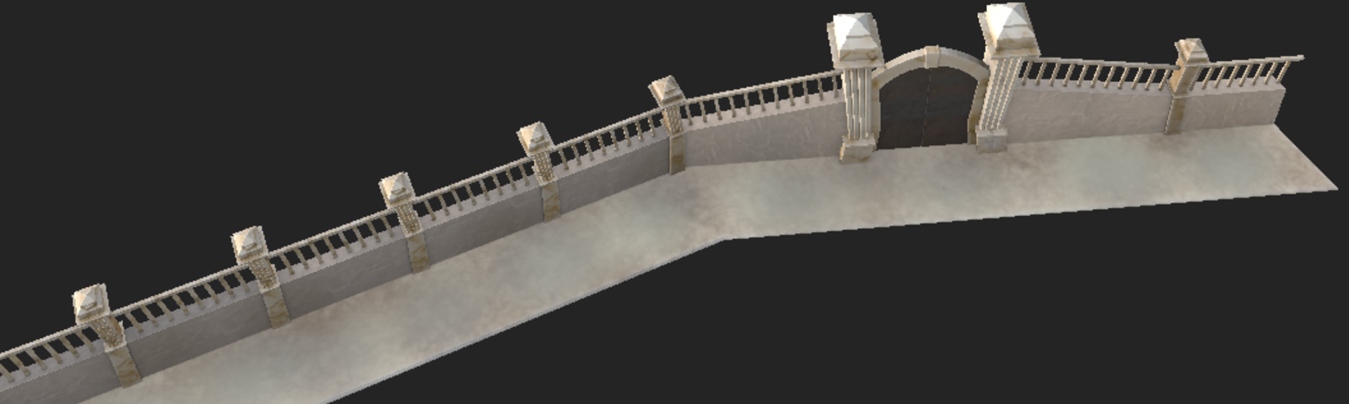 Marble fences with stone wall and metal door