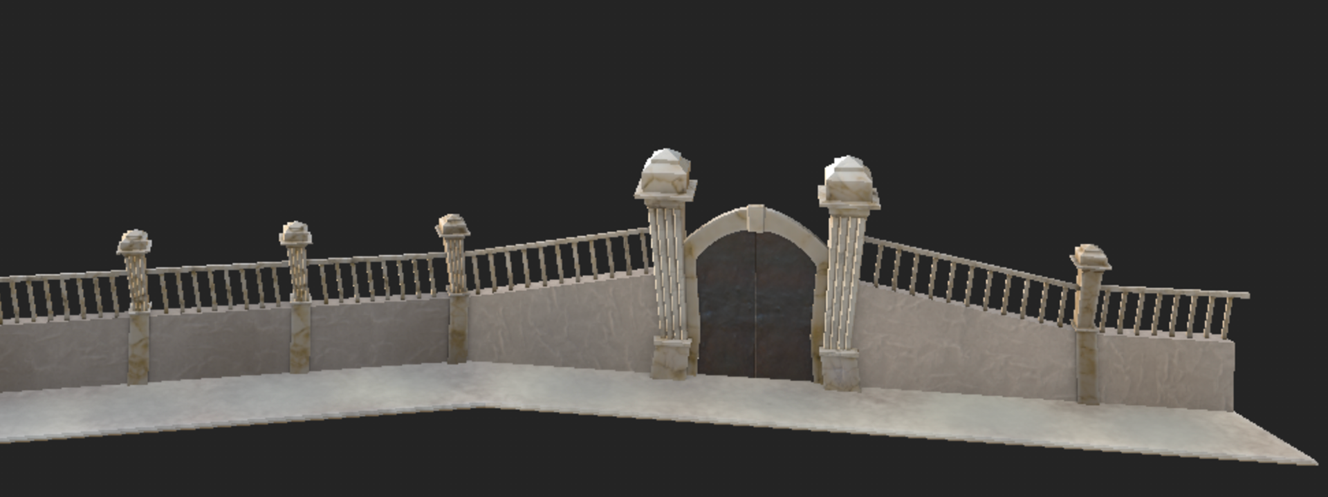 Marble fences with stone wall and metal door