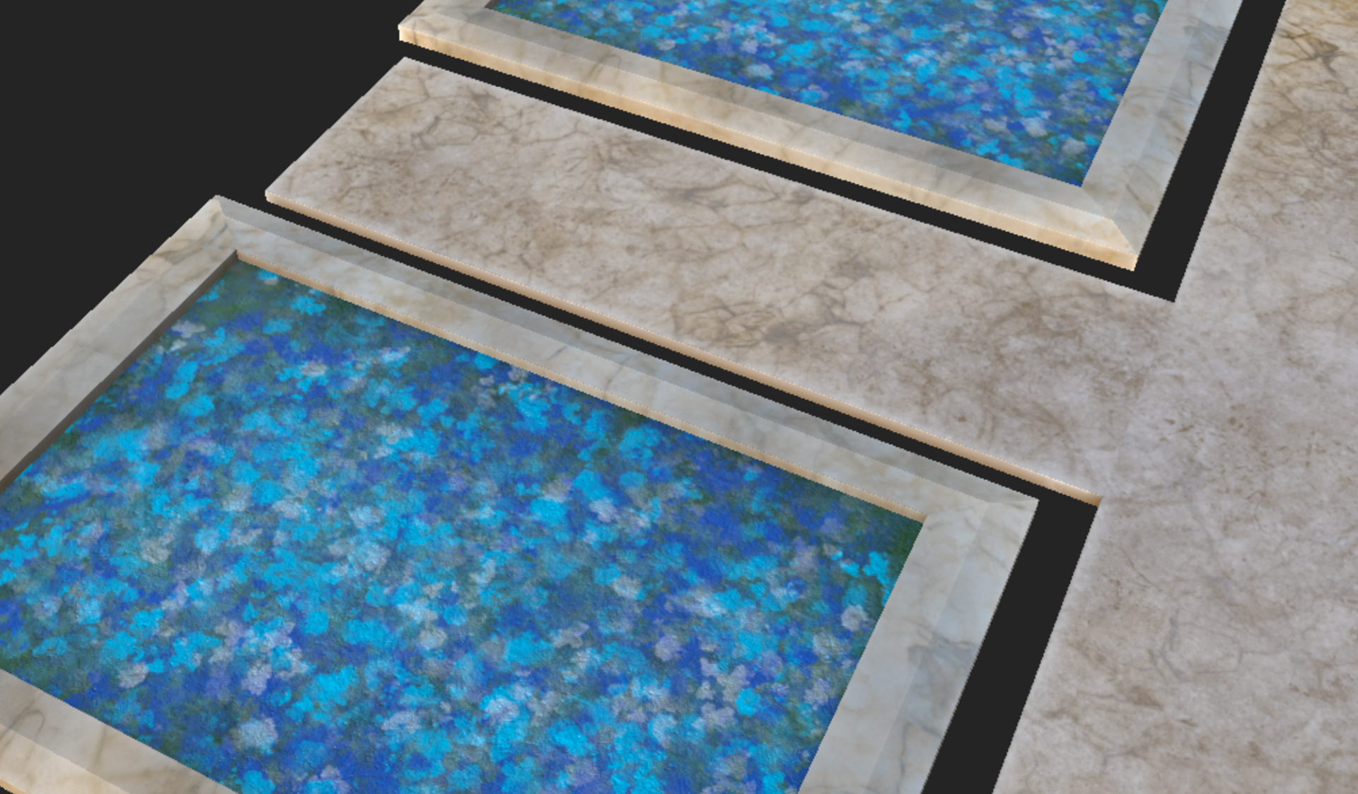 Marble courtyard tiles with flower arrangement