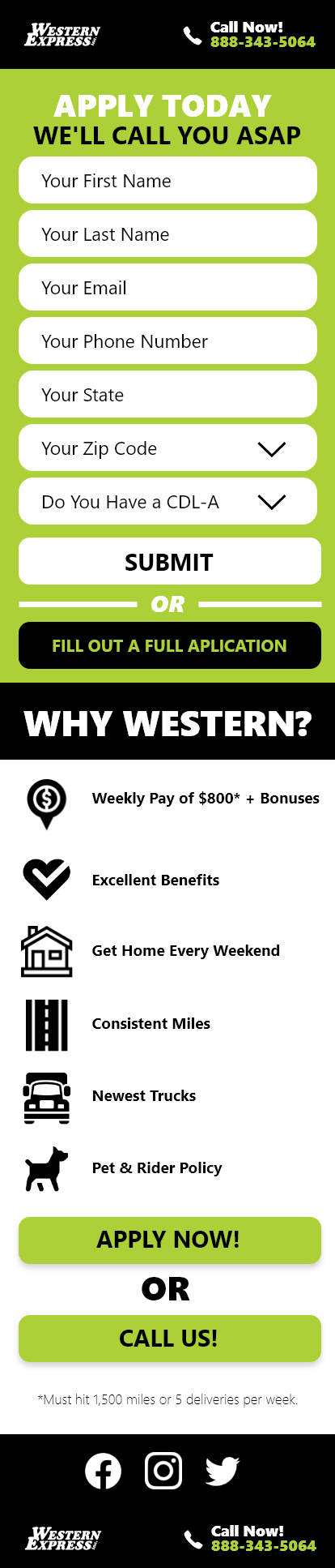 Recruitment Landing Page Mobile Layout / Lead Form