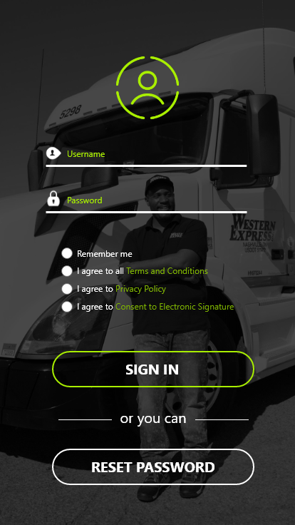 Western Express Mobile App UI Design