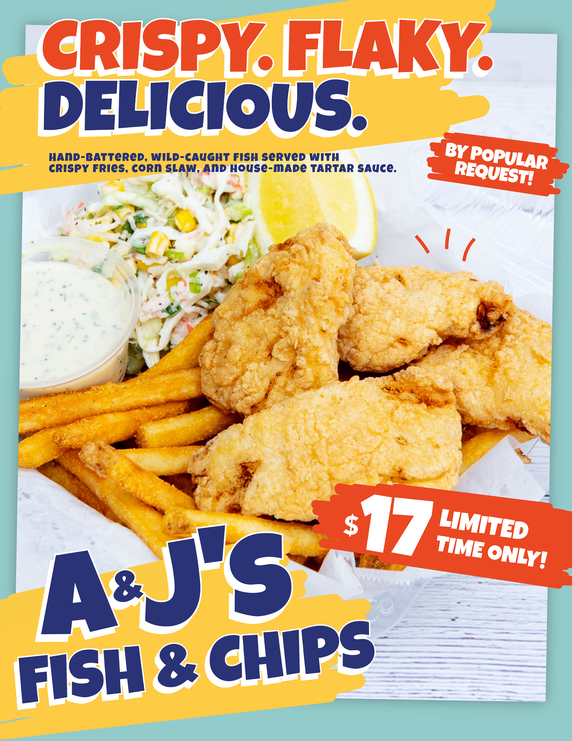 Print poster designed for new menu item at local seafood restaurant.