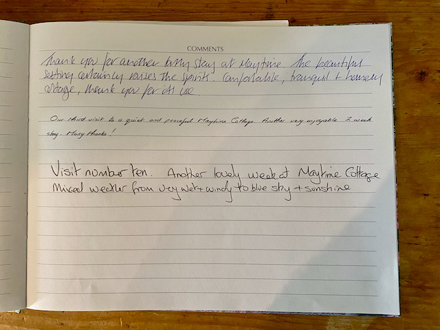 Maytime Cottage Guest book 2024
