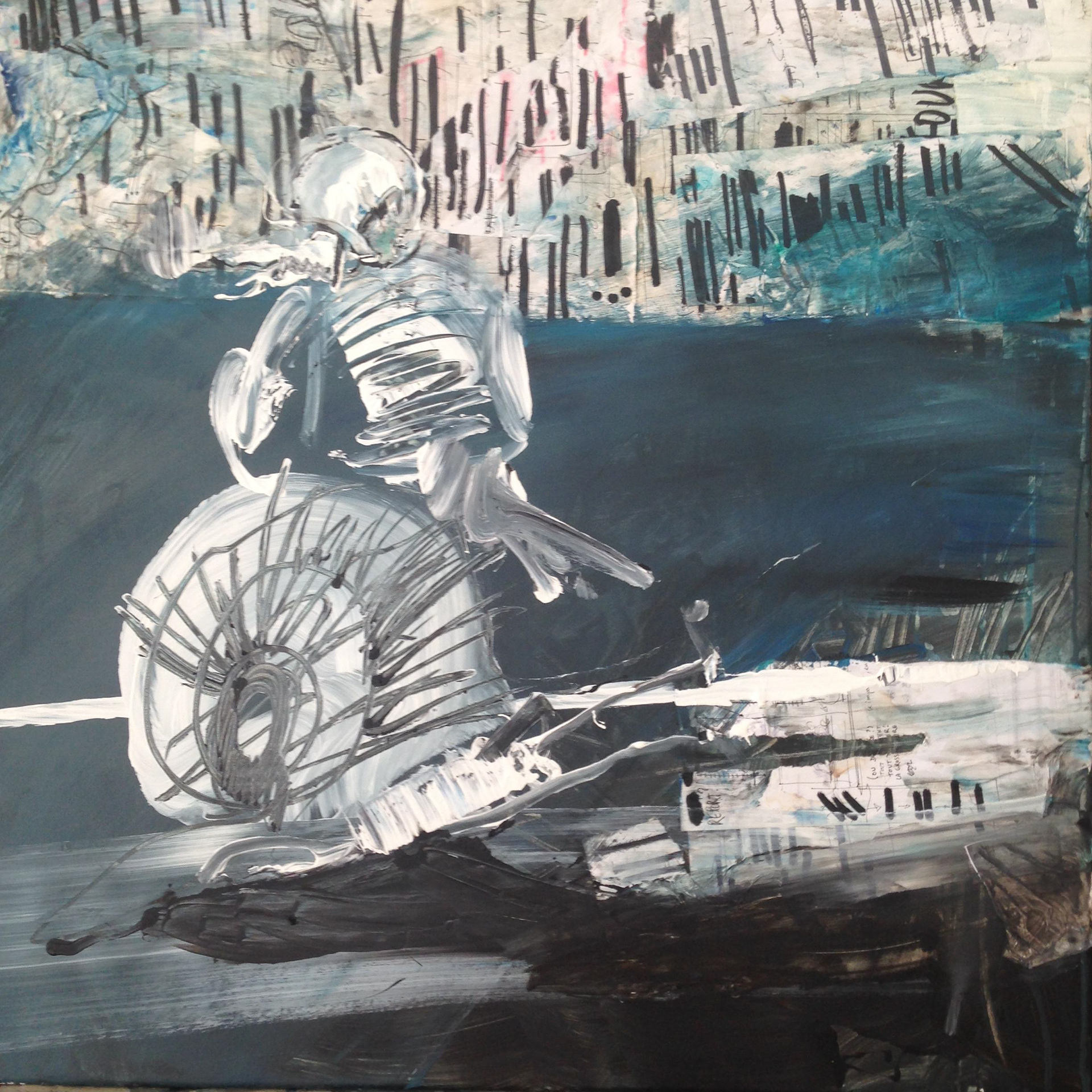 Acrylique, collage sur toile - 100x100cm
