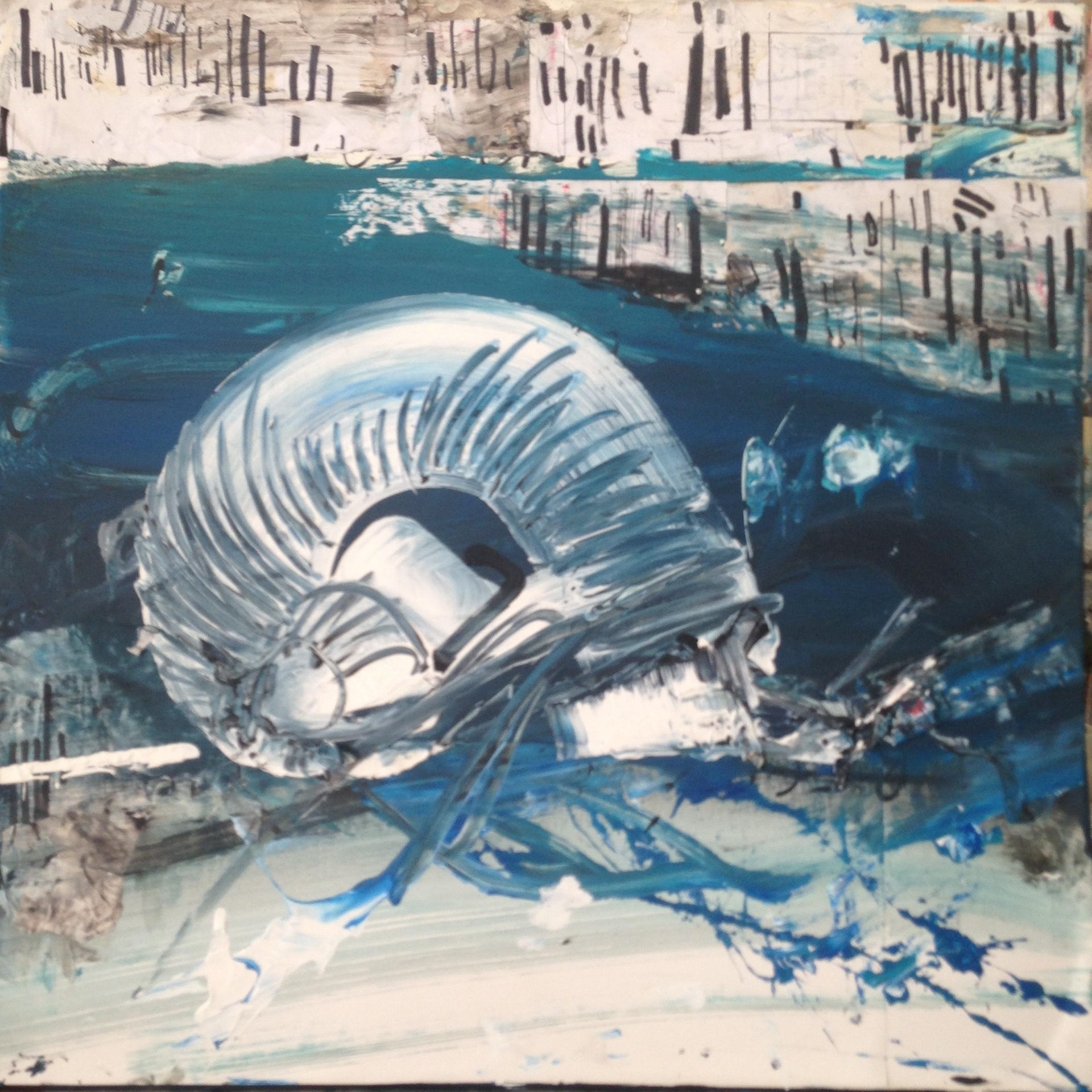 Acrylique, collage sur toile - 100x100cm