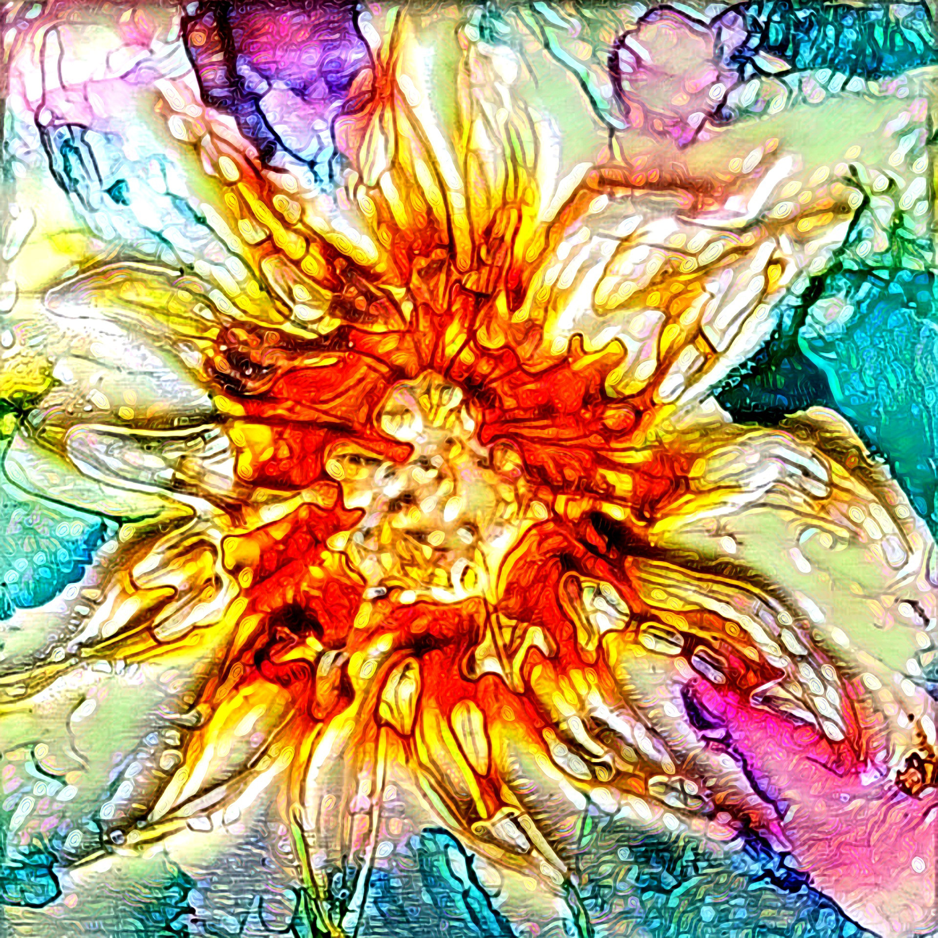 Alcohol Ink Sunburst on Metal By Holly Willner -  Enhanced 