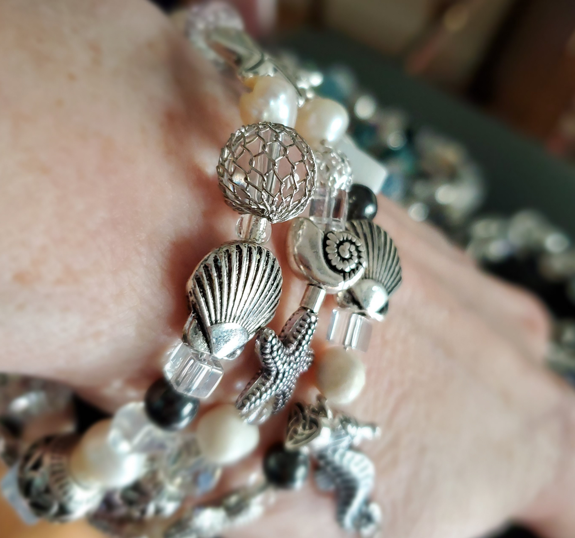 SIlver Seas - Tripe;l Wrap Braelet - $28