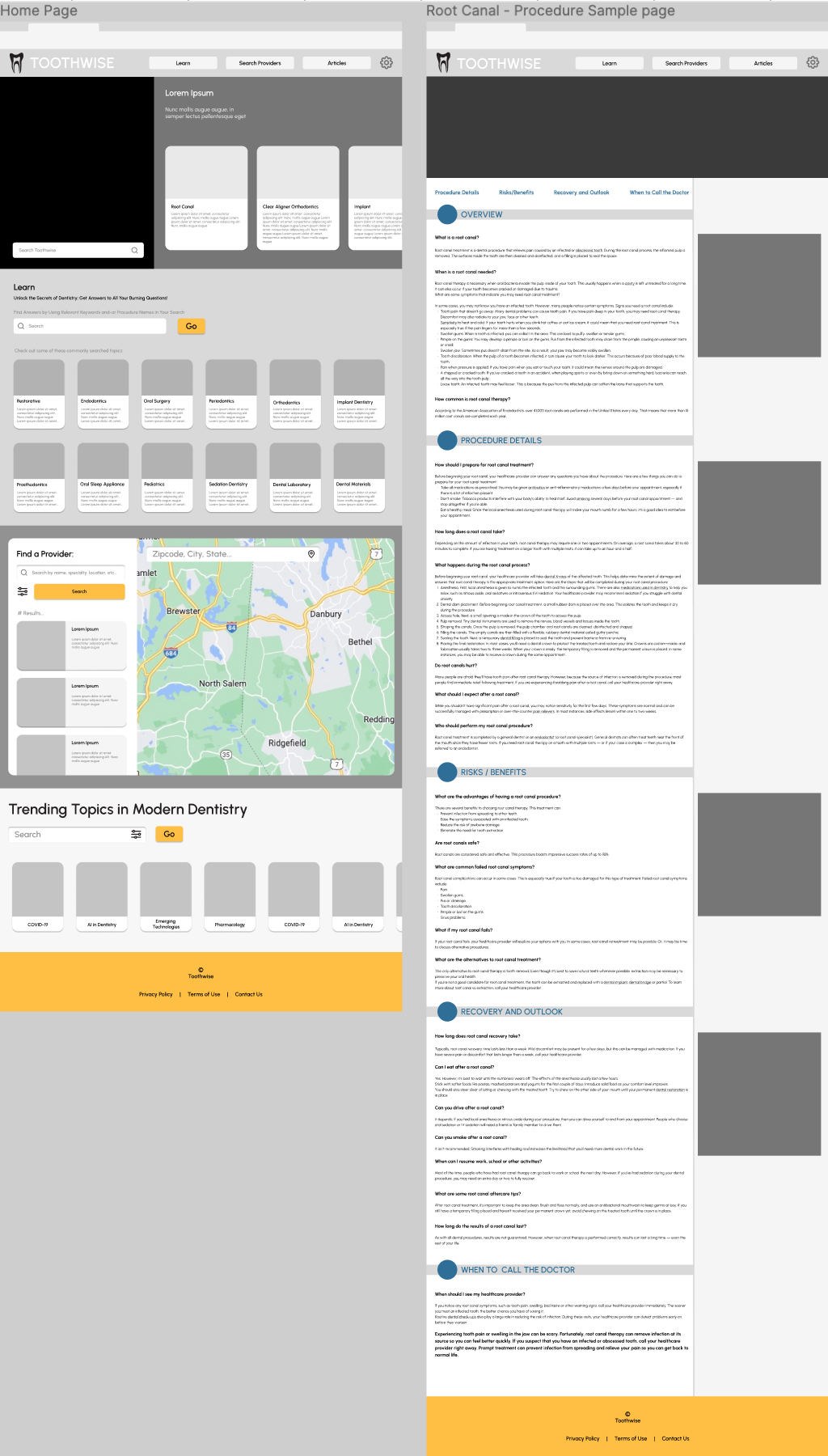 Low-fidelity prototype for Toothwise.