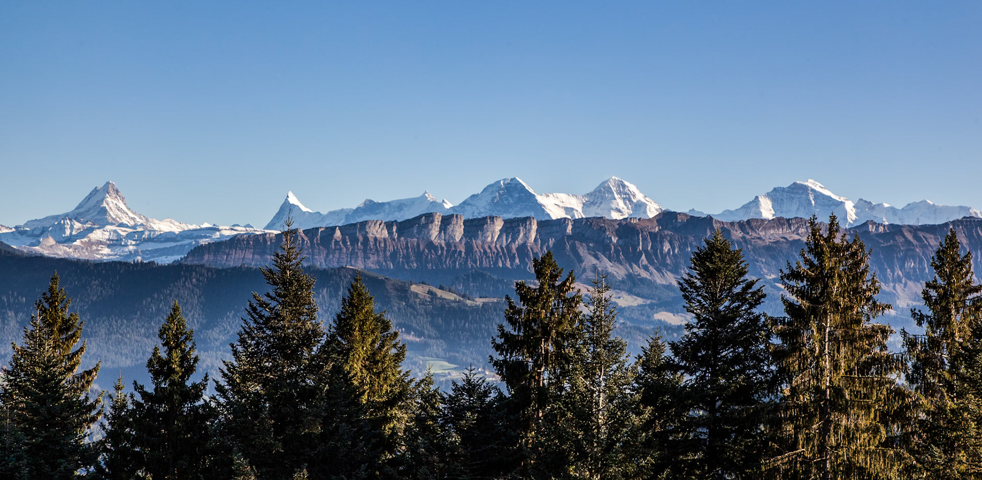 Die sieben Hengsten mit den Berner Alpen 