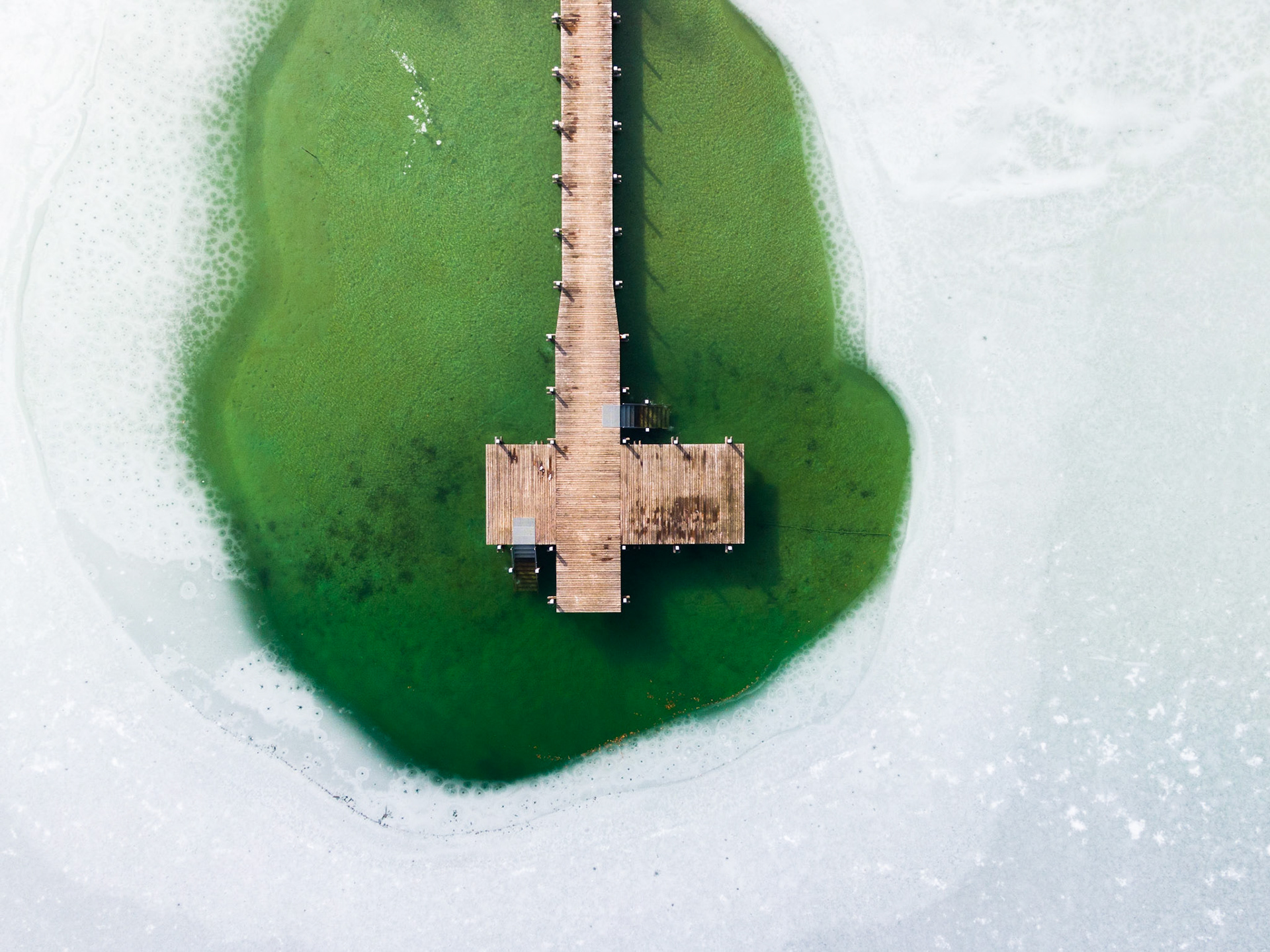 Nice day at the Woerth lake in Bavaria, Germany. January 2019