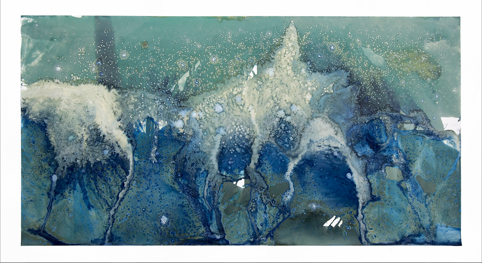 Littoral Drift Nearshore #502 (Bainbridge Island, WA 04.01.16, Two Waves and Salt, Scattered and Poured); 21x42"