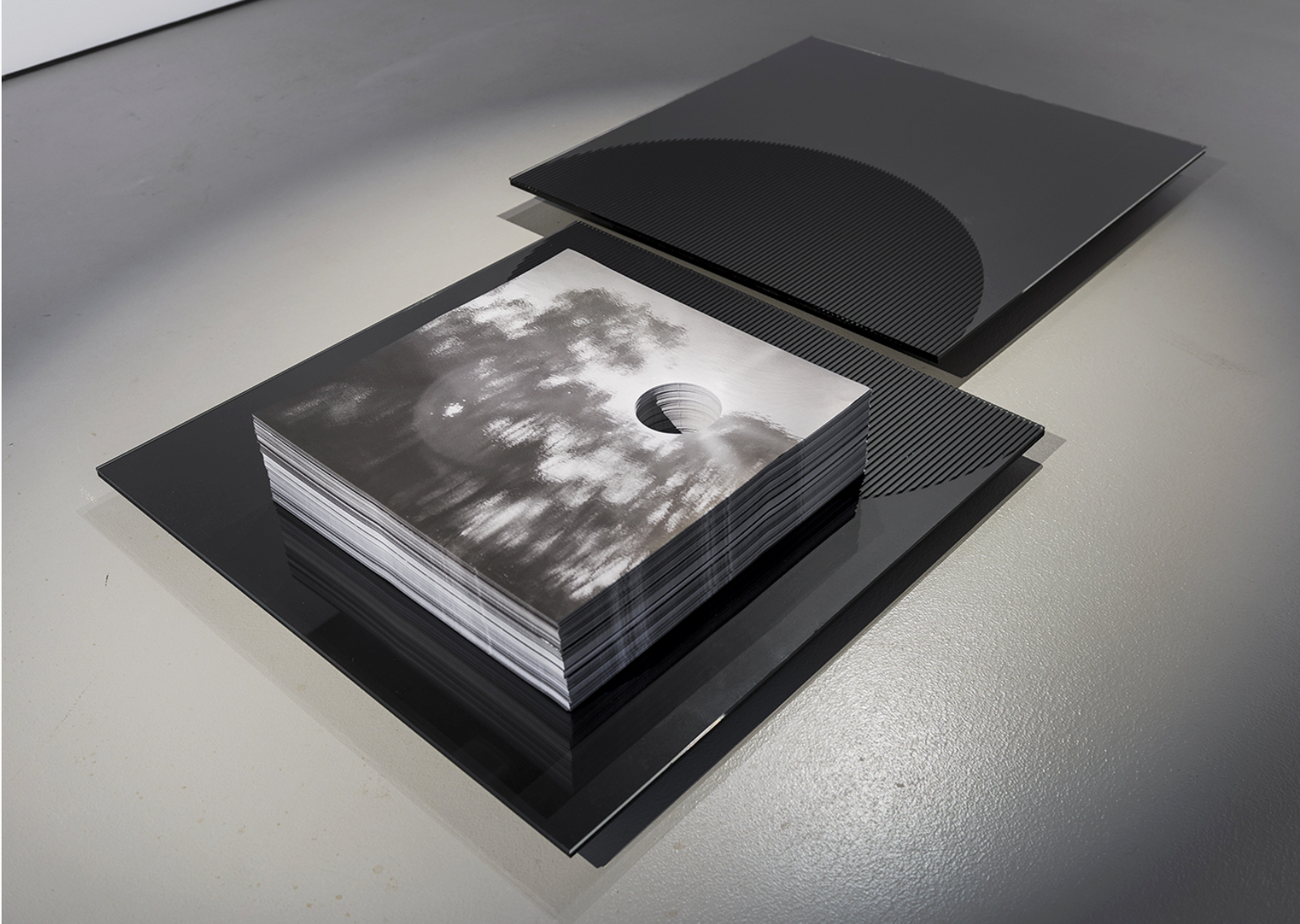 Jo Scicluna. Where The Land Lies #1 (2019). Layered offset prints an archival paper, acrylic, vinyl, MDF and paint. Gippsland Art Gallery.