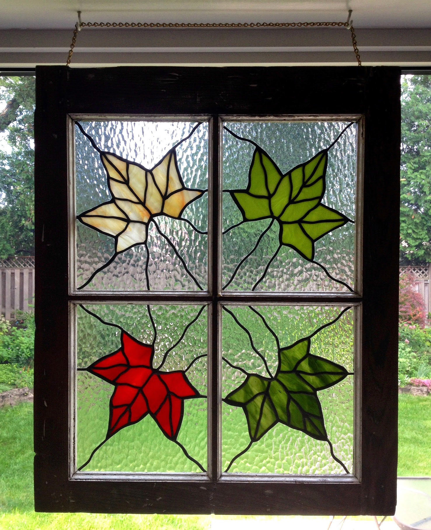 Simple design in antique window