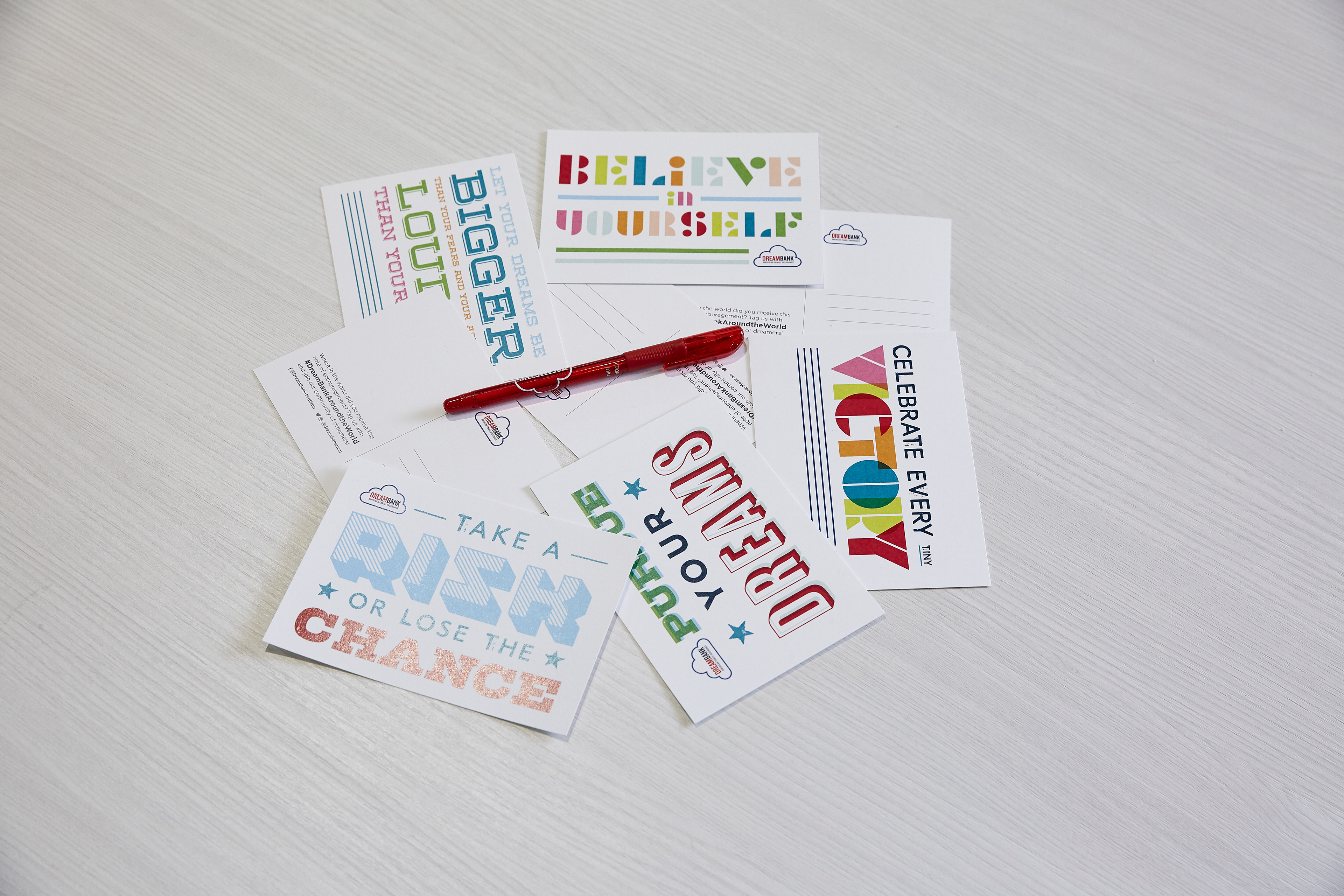 Post cards visitors could write on and mail to someone encouraging them to follow their dreams.