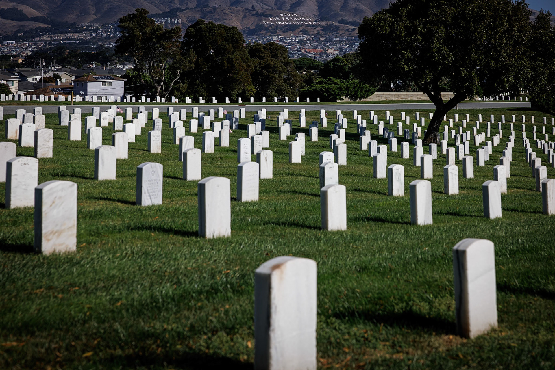 Golden Gate National Cemetery is a United States national cemetery in California, located in the city of San Bruno, 12 miles south of San Francisco. Because of the name and location, it is frequently confused with San Francisco National Cemetery, which dates to the 19th century and is in the Presidio of San Francisco, in view of the Golden Gate.