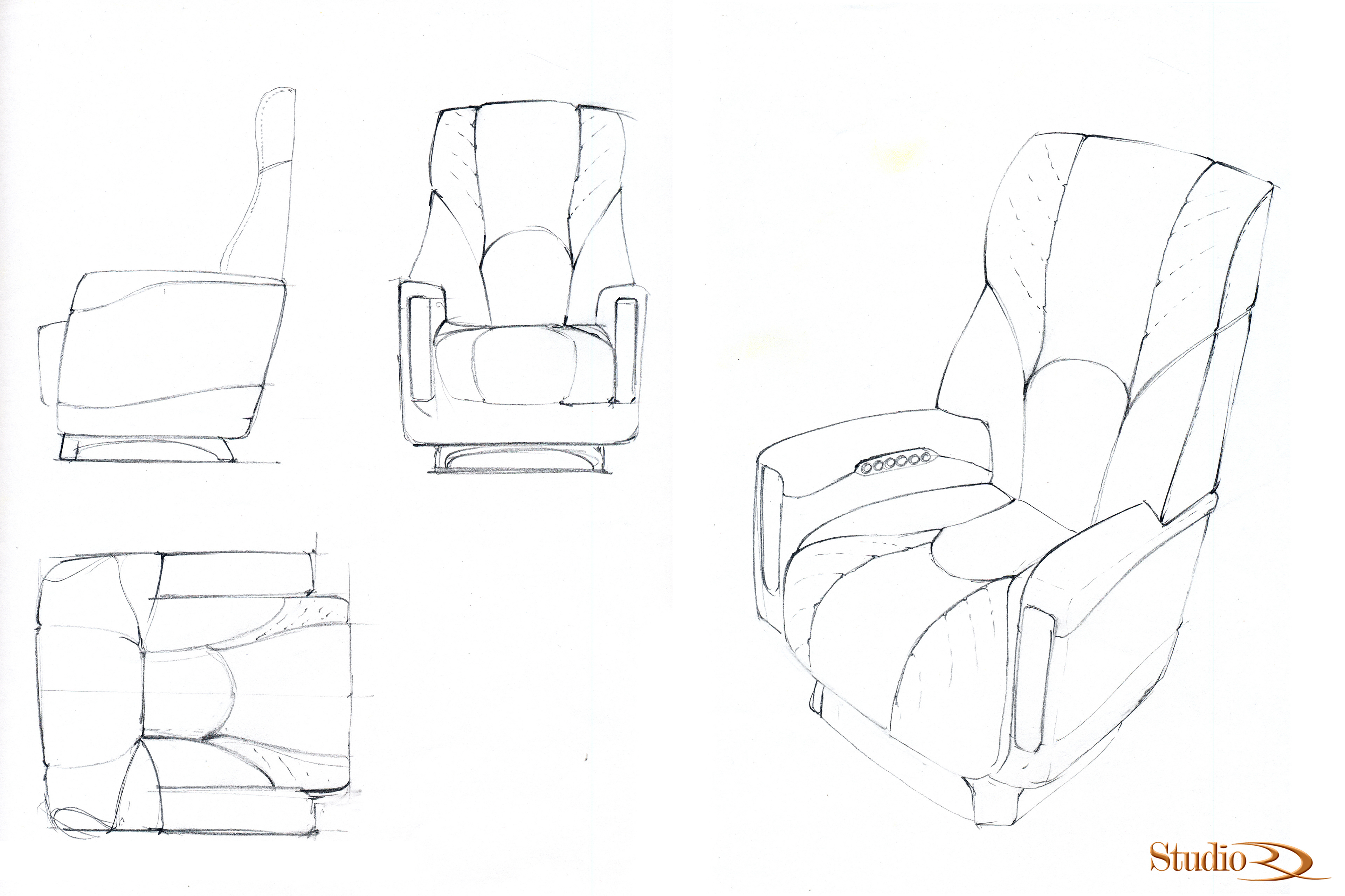 The client that decided to settle on an Art-Deco themed interior initially had the team at Studio RD work on an Art Nouveau styled interior. The following slides consists of some of the concept sketches I created.