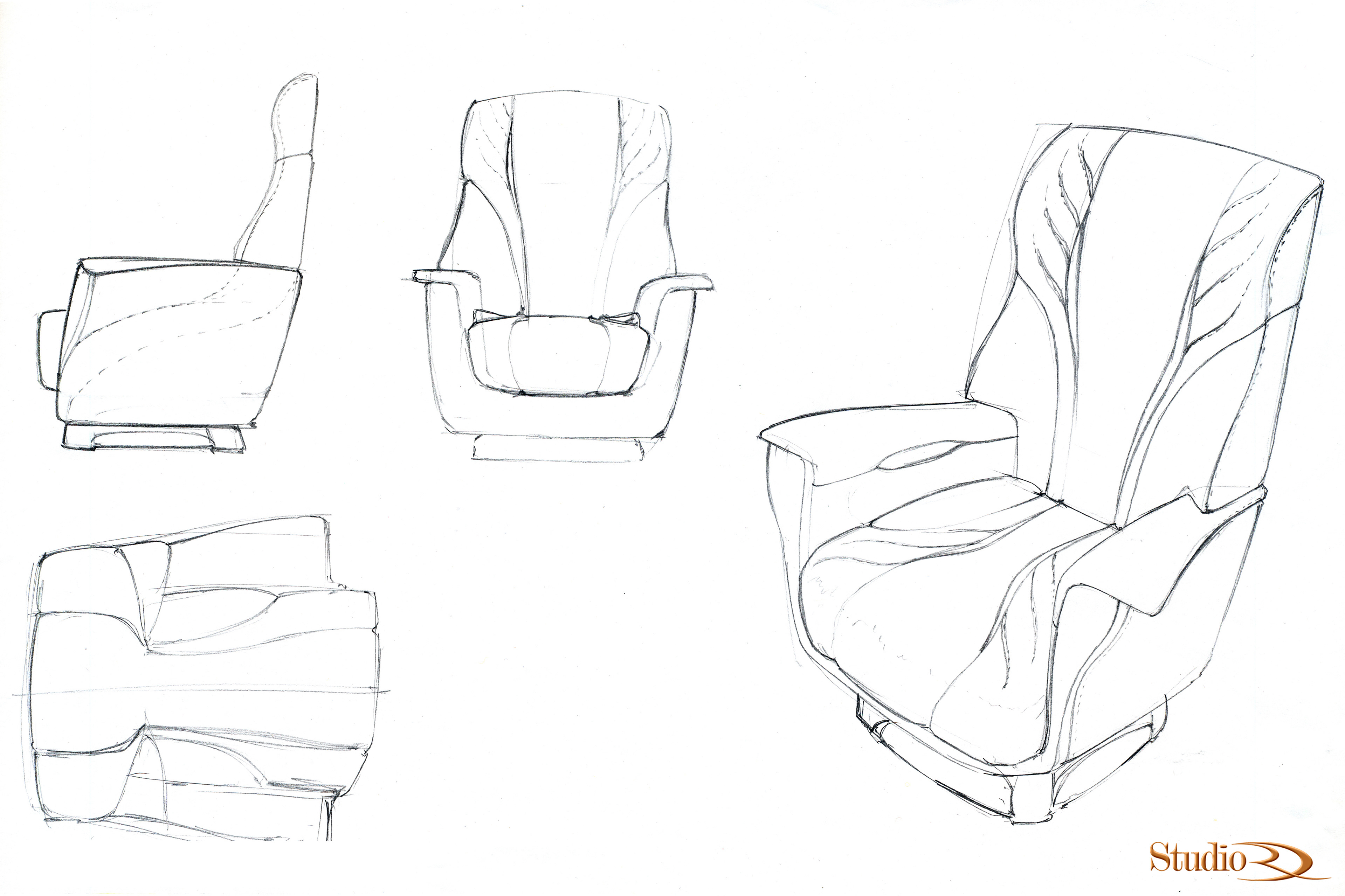 The client that decided to settle on an Art-Deco themed interior initially had the team at Studio RD work on an Art Nouveau styled interior. The following slides consists of some of the concept sketches I created.