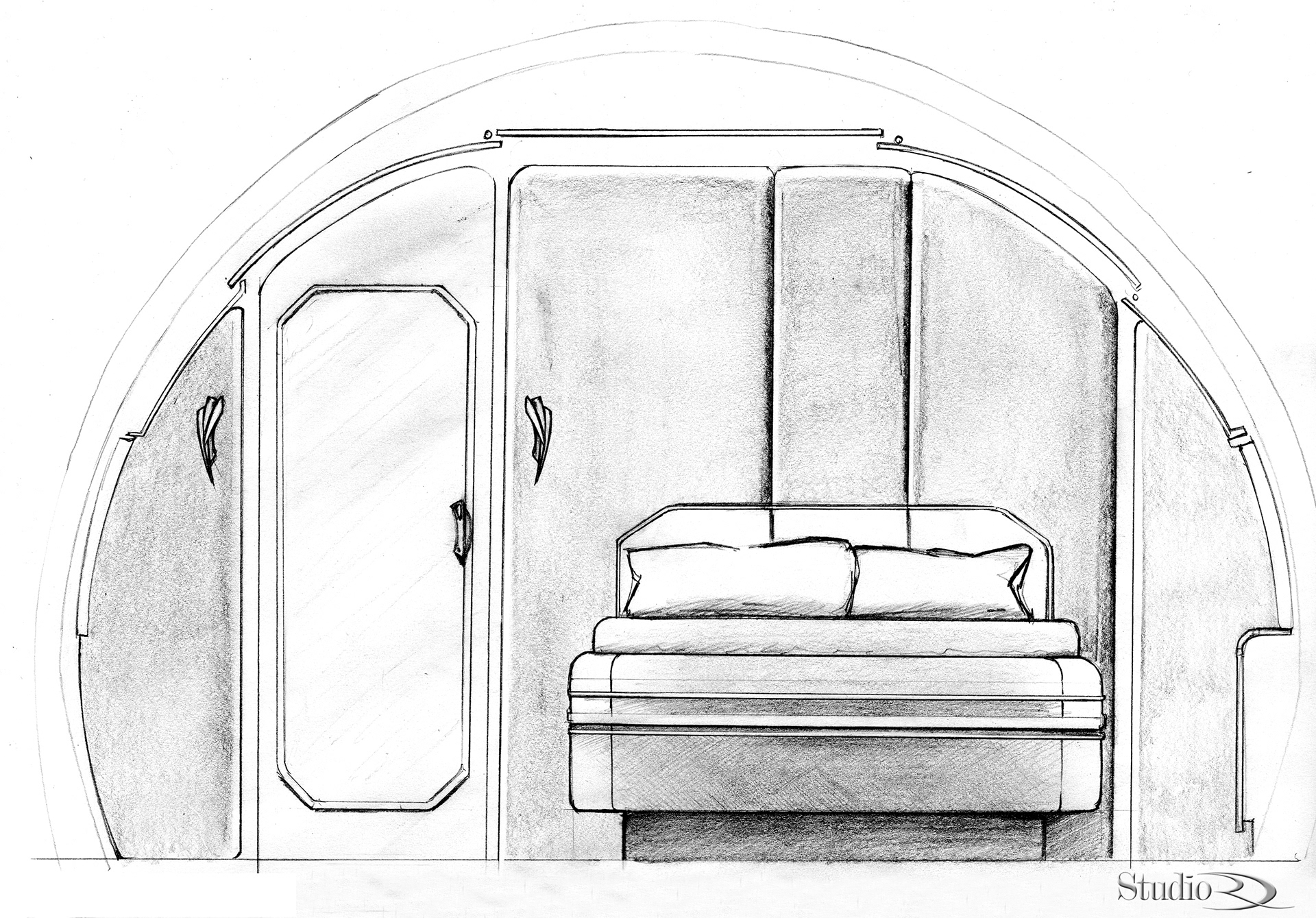 This client wanted his narrow-body aircraft to have an Art-Deco inspired interior. After much research, this was the end result. The following slides present some of the early concept sketches I created that ended up inside the interior of this aircraft.