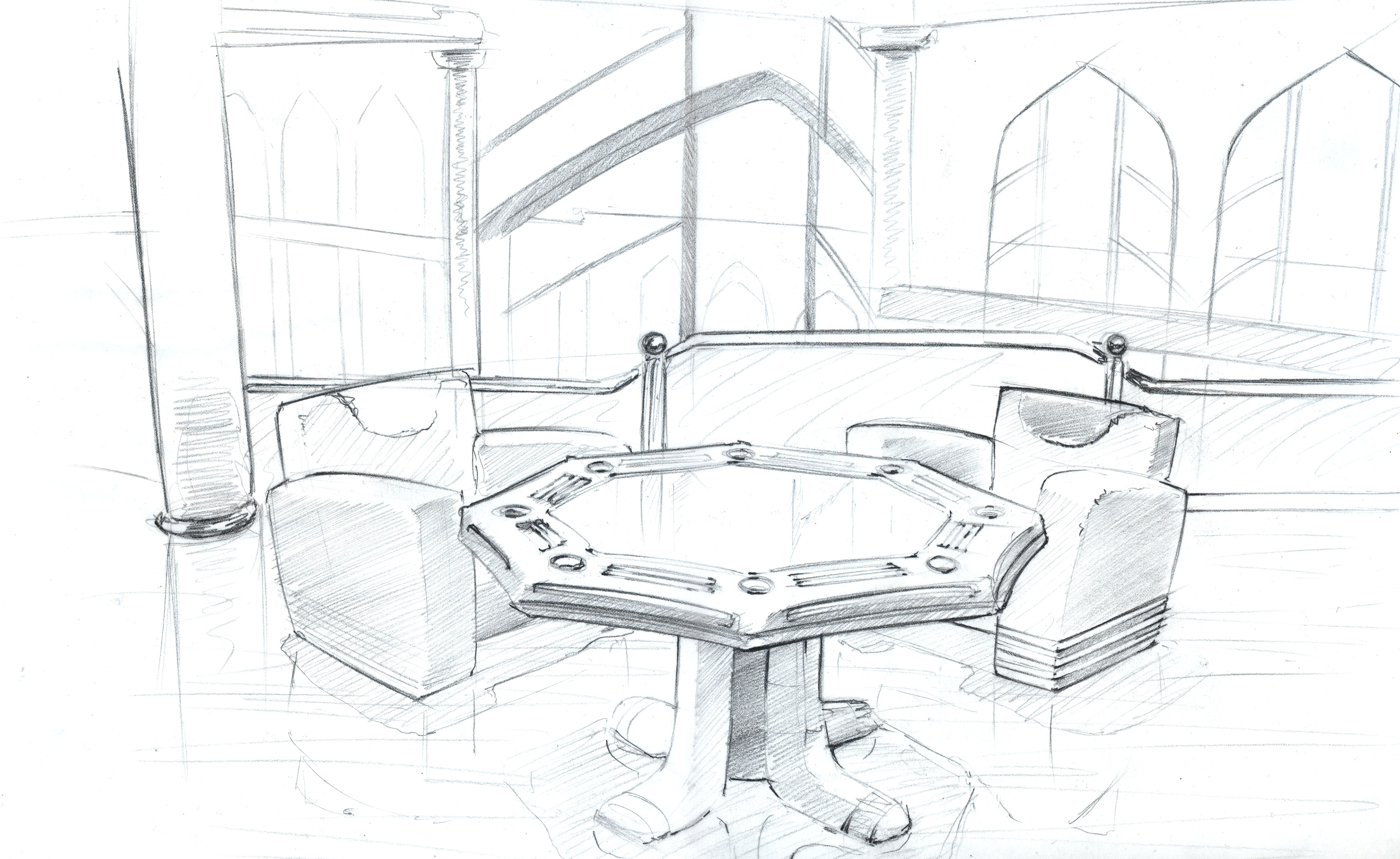 One of my earlier jobs as an intern at Studio RD was to provide sketches of early cad images to help further develop the idea of where various decorations and embellishments should be.