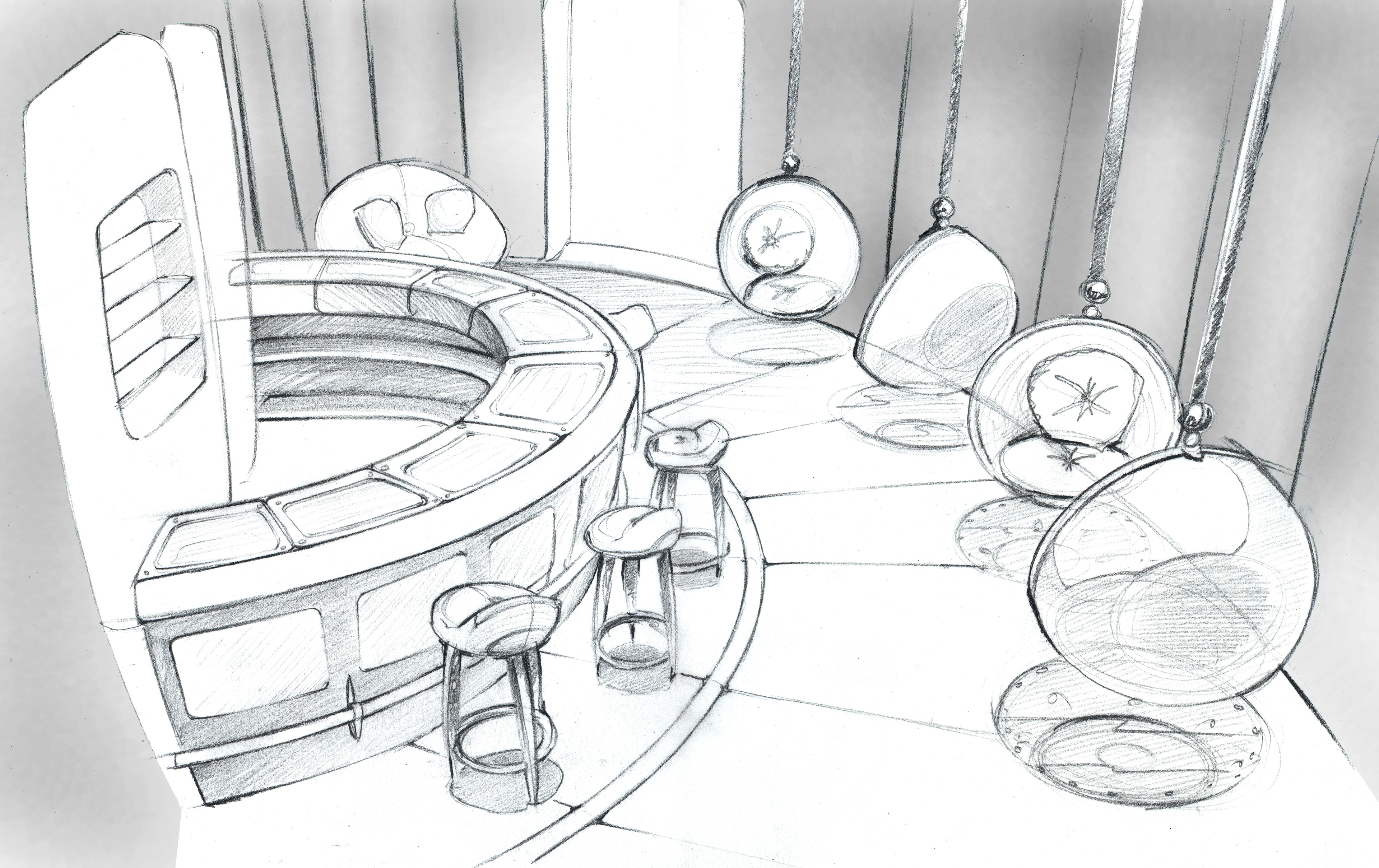 One of my earlier jobs as an intern at Studio RD was to provide sketches of early cad images to help further develop the idea of where various decorations and embellishments should be.