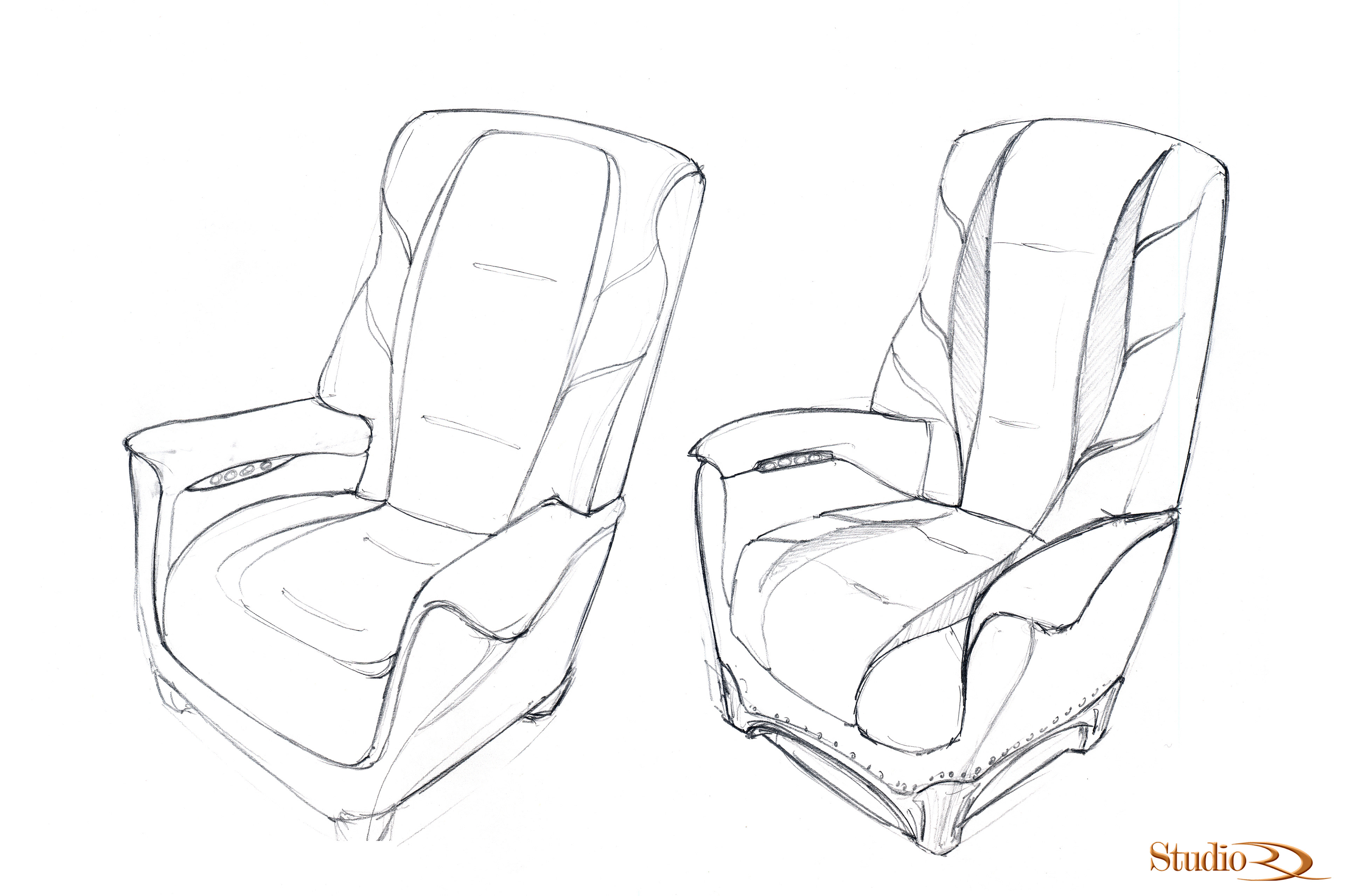 The client that decided to settle on an Art-Deco themed interior initially had the team at Studio RD work on an Art Nouveau styled interior. The following slides consists of some of the concept sketches I created.