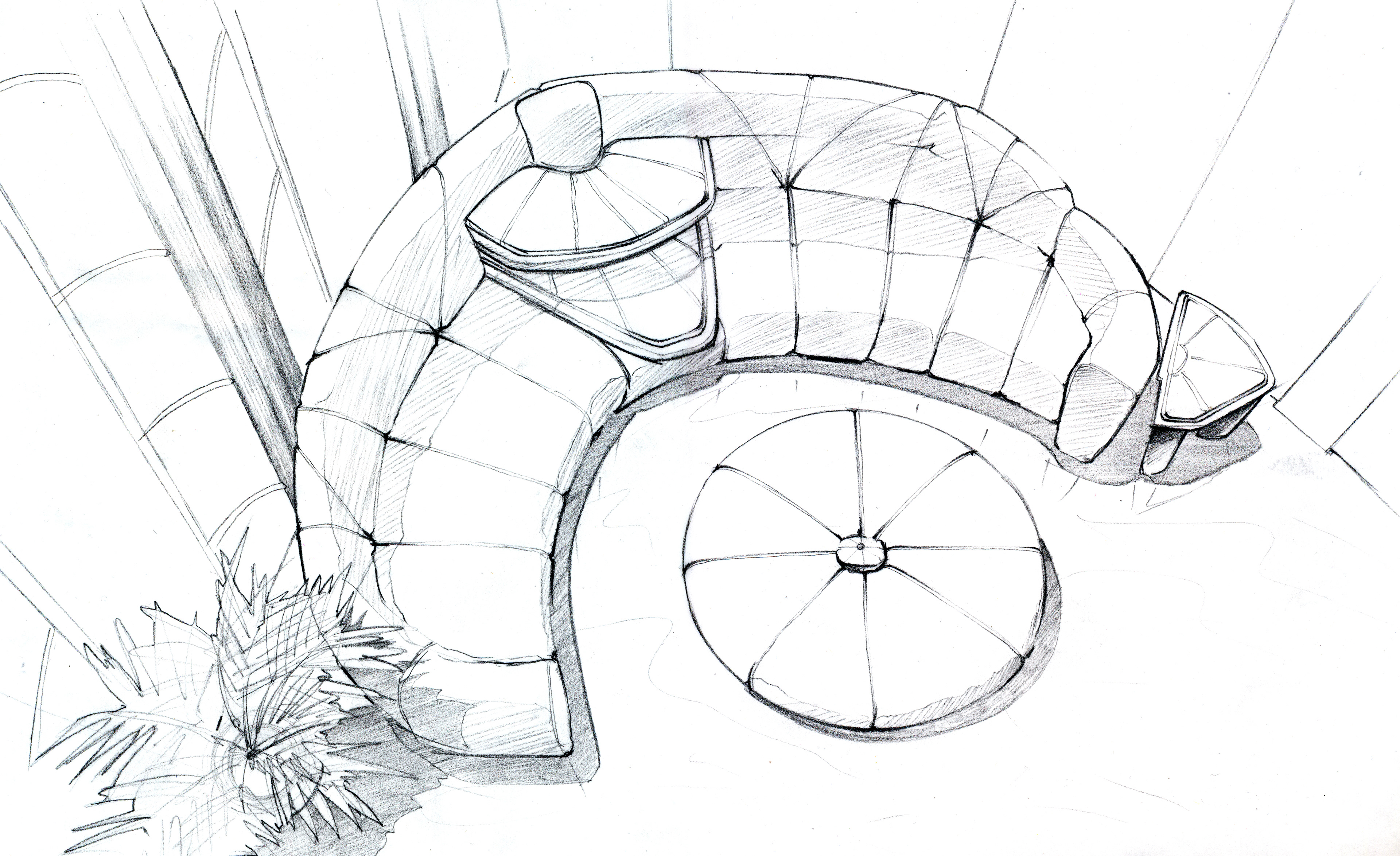 One of my earlier jobs as an intern at Studio RD was to provide sketches of early cad images to help further develop the idea of where various decorations and embellishments should be.