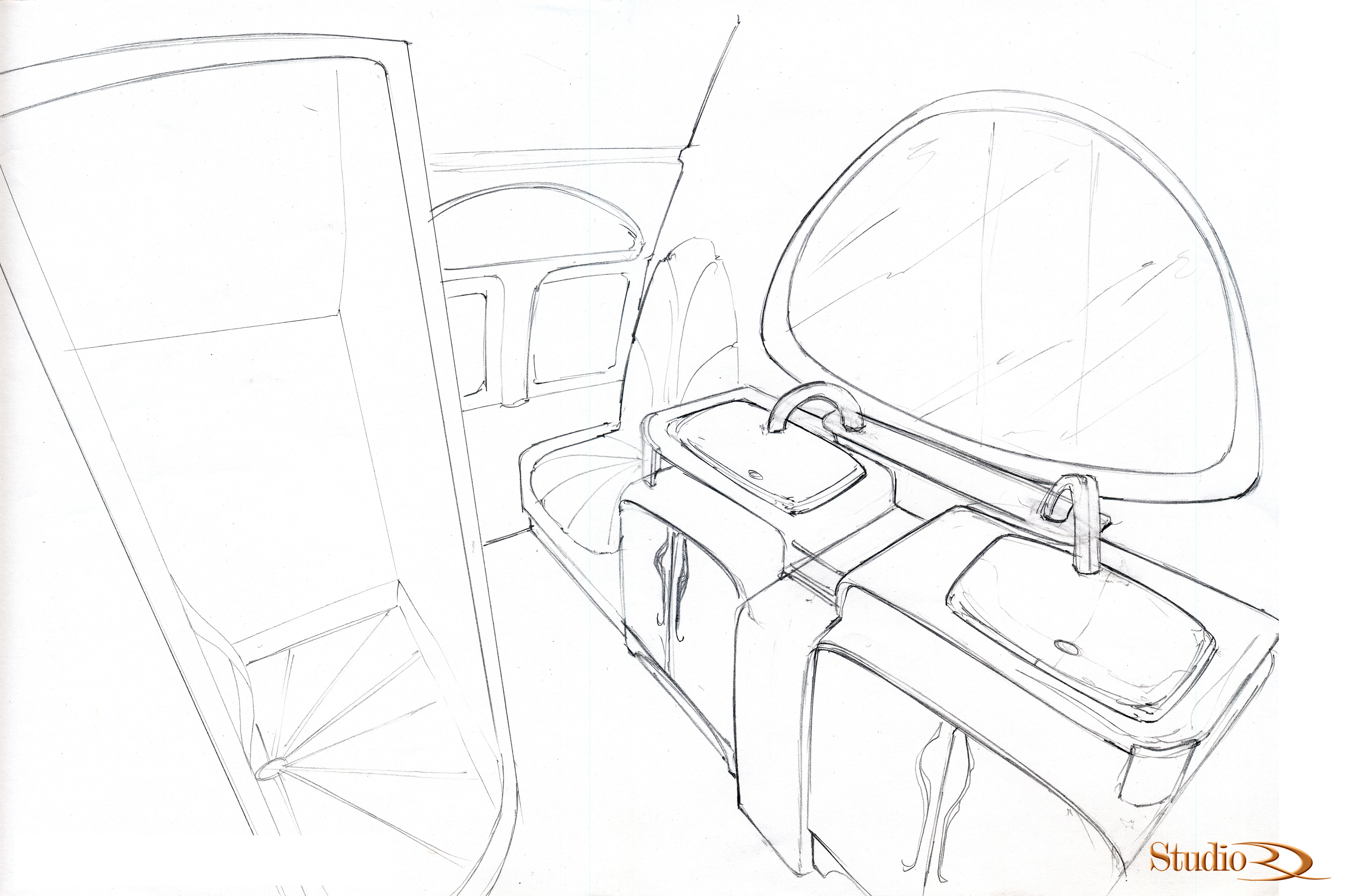 The client that decided to settle on an Art-Deco themed interior initially had the team at Studio RD work on an Art Nouveau styled interior. The following slides consists of some of the concept sketches I created.