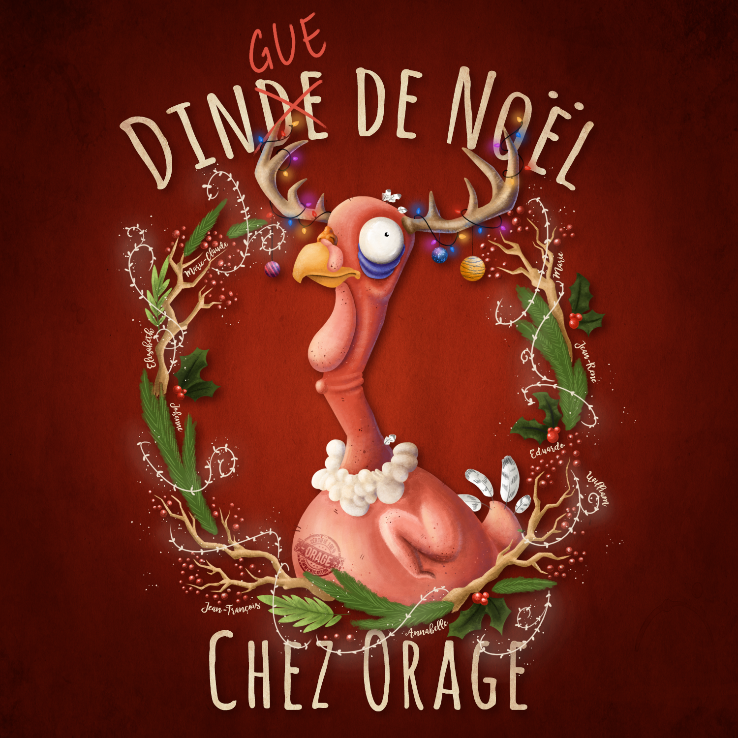 Carte de Noël humoristique - dinde