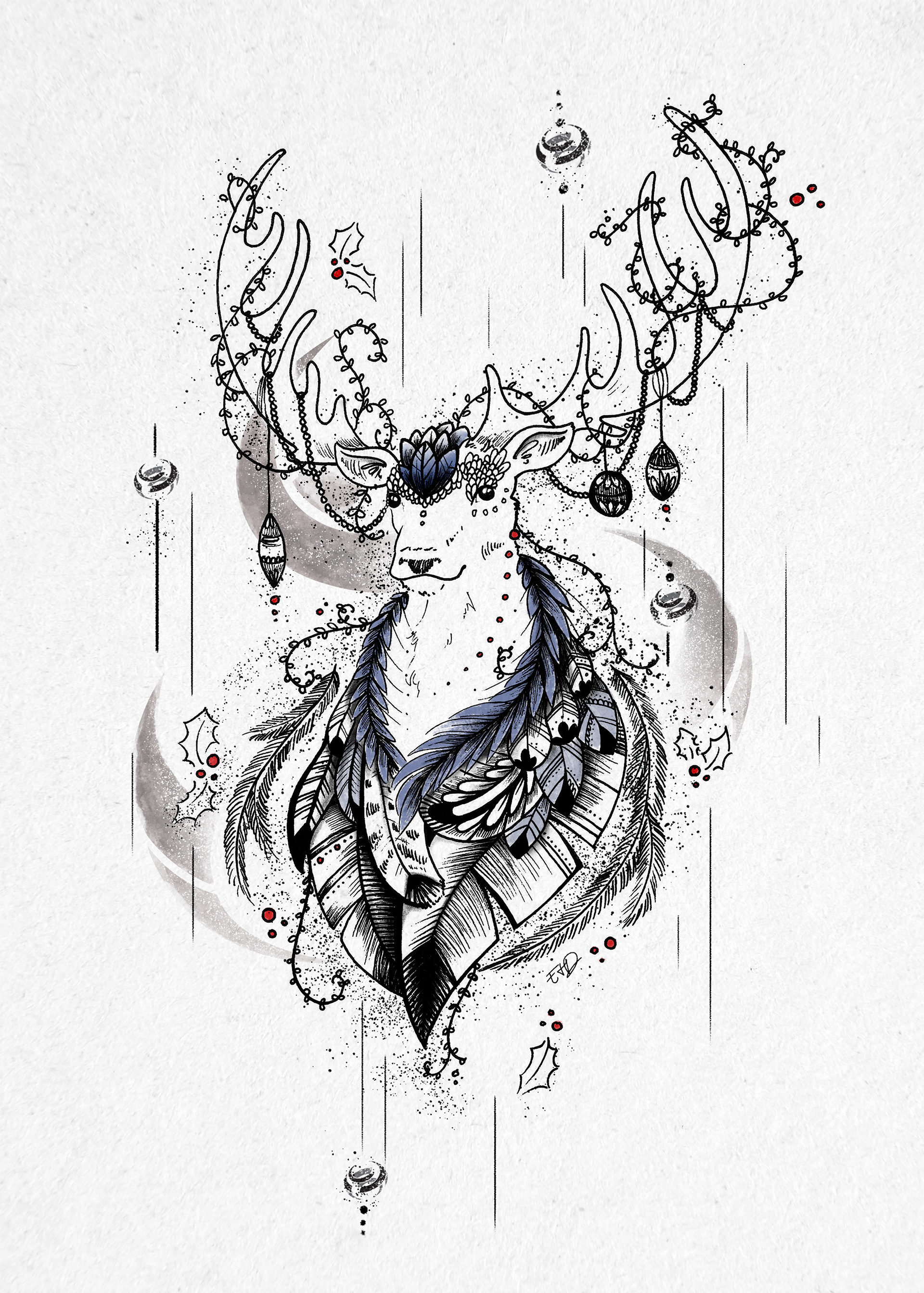 Carte de Noël - Cerf