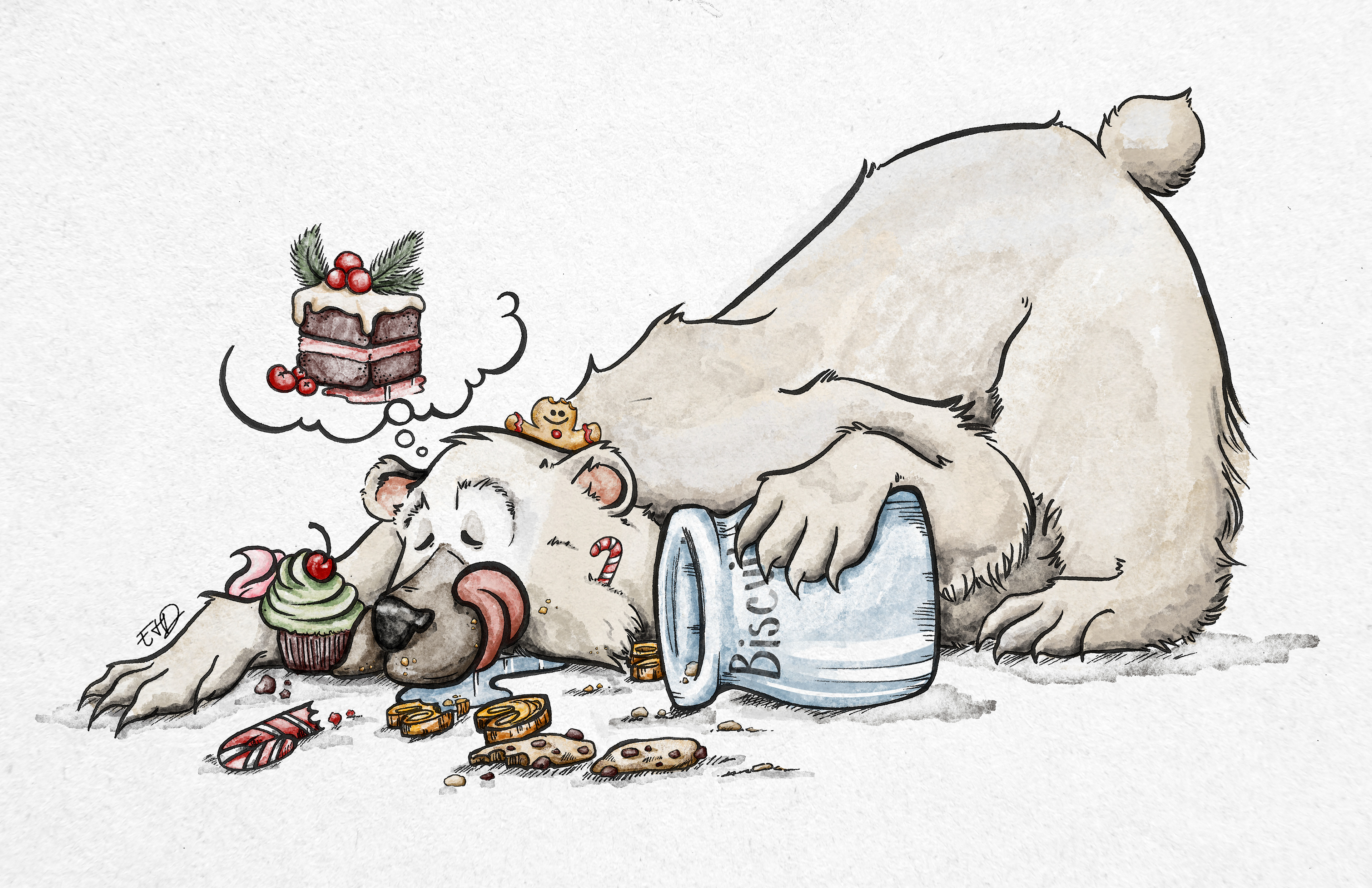 Carte de Noël - Ours gourmand