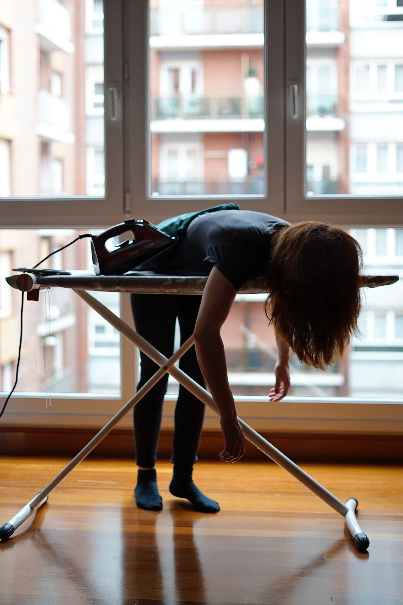 10:32 a.m. "Ironing stefdie"