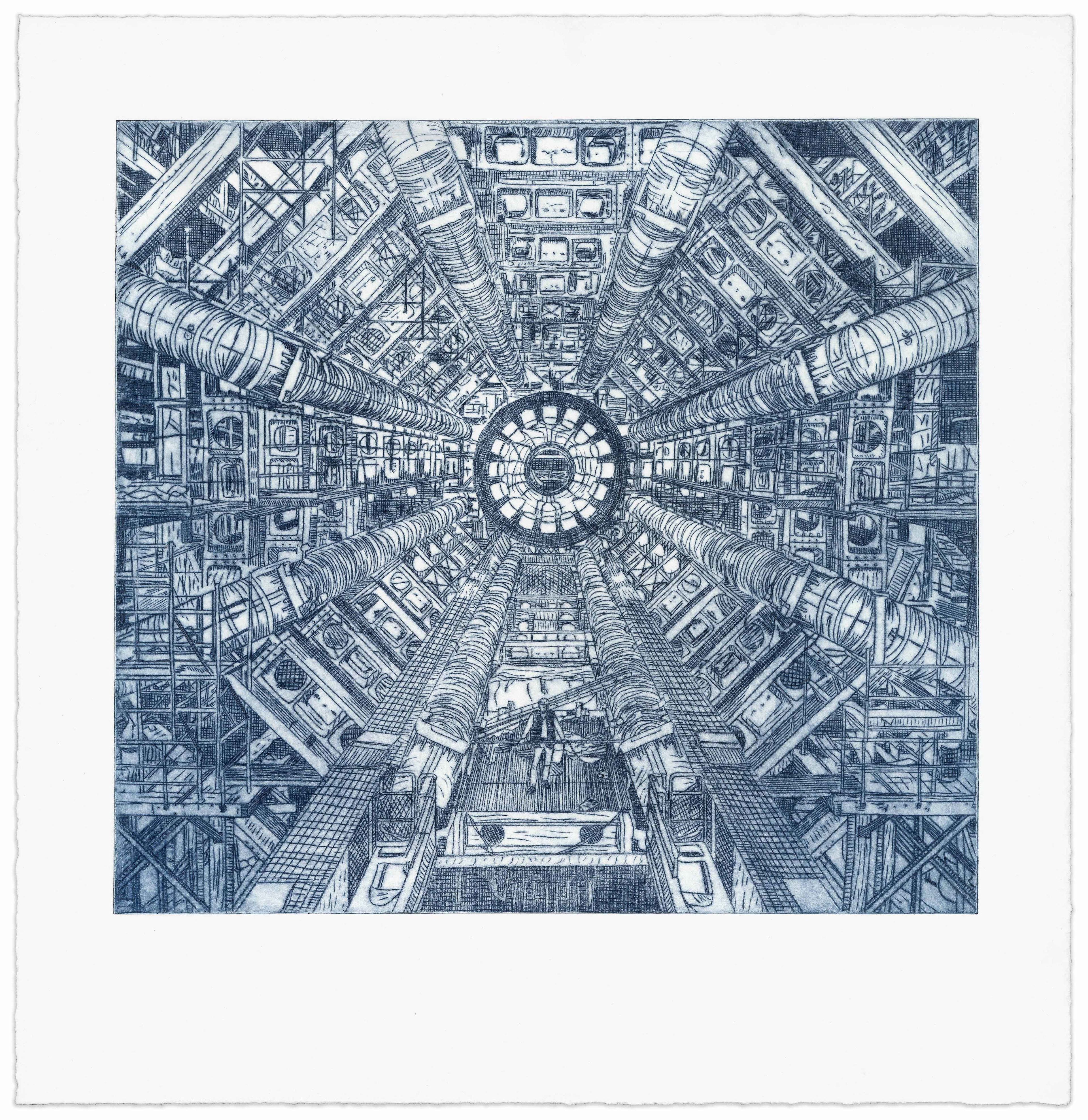 ATLAS,  2024,  Drypoint etching on Rives BFK paper,  15 x 15.5"