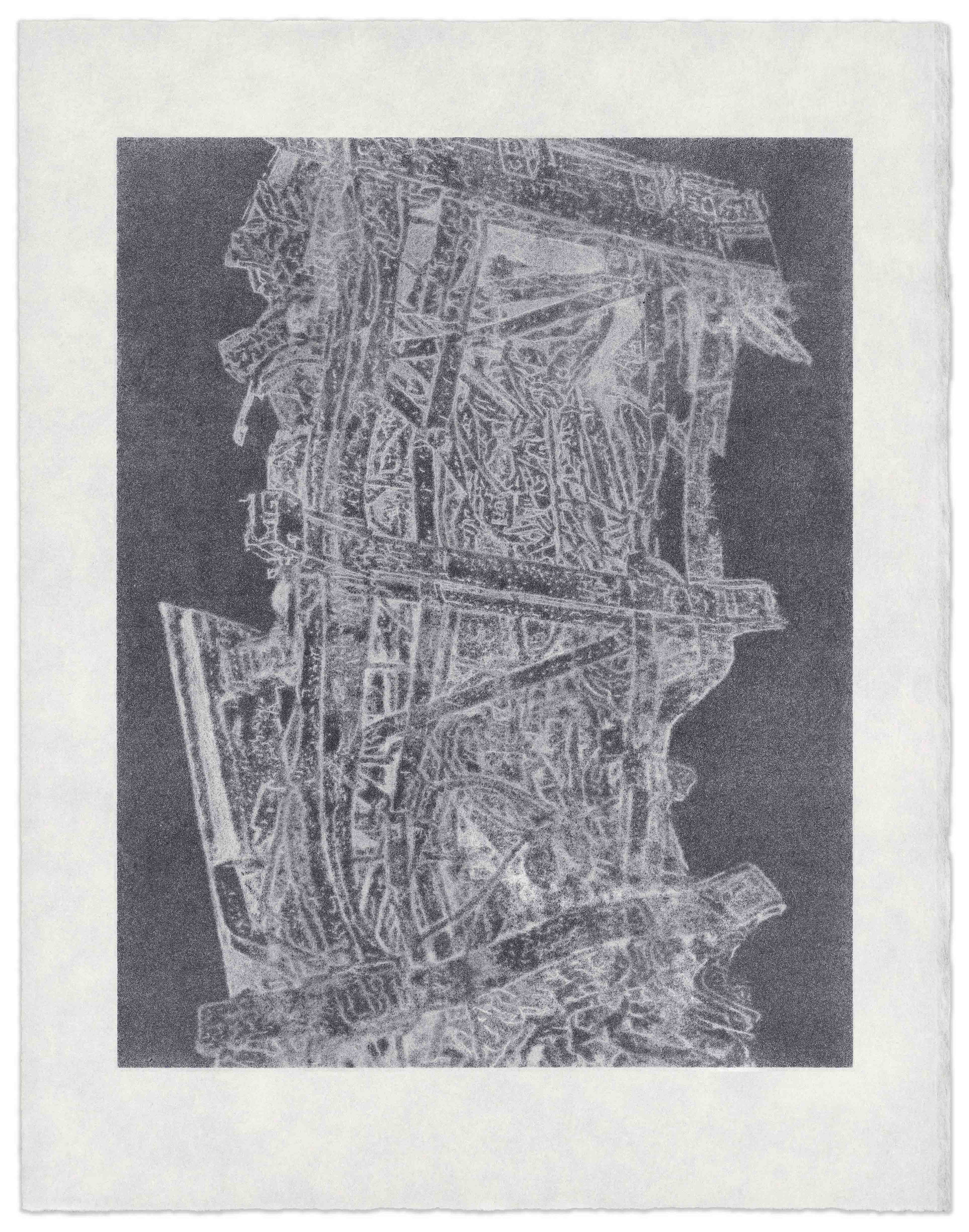 Pillar,  2025,  Trace monotype on Okawara paper,  12 x 16"